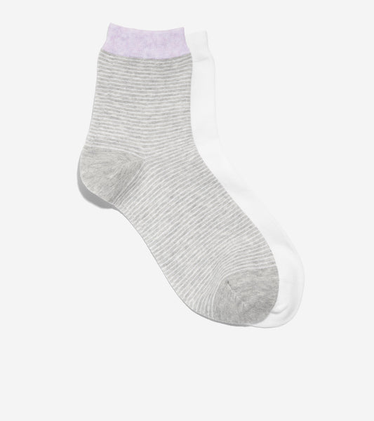 Women's 2-Pair Short Stripe Crew Socks
