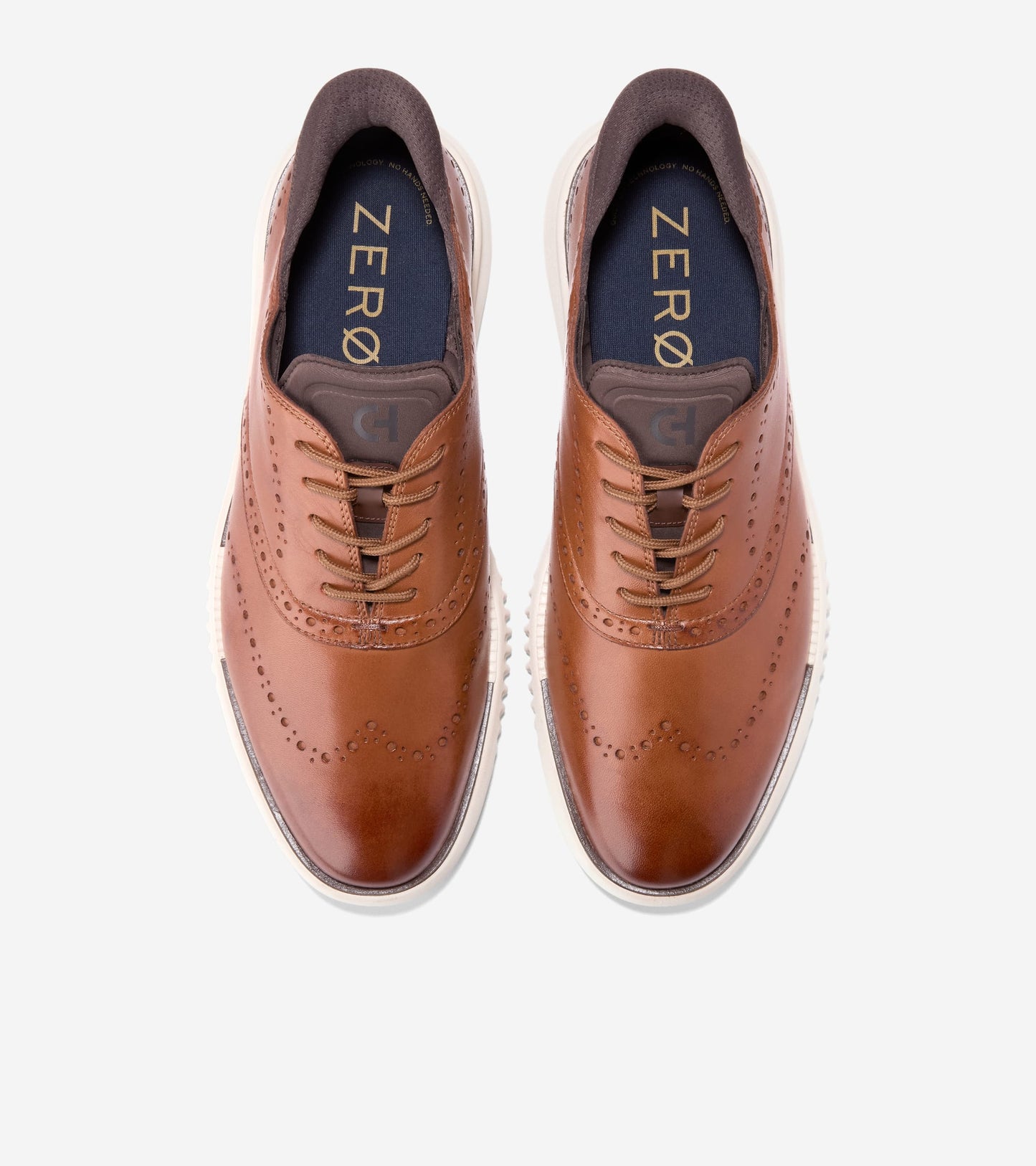 Men's 2.ZERØGRAND EVO Wingtip Quick-On Oxfords-British Tan-Madeira-Ivory