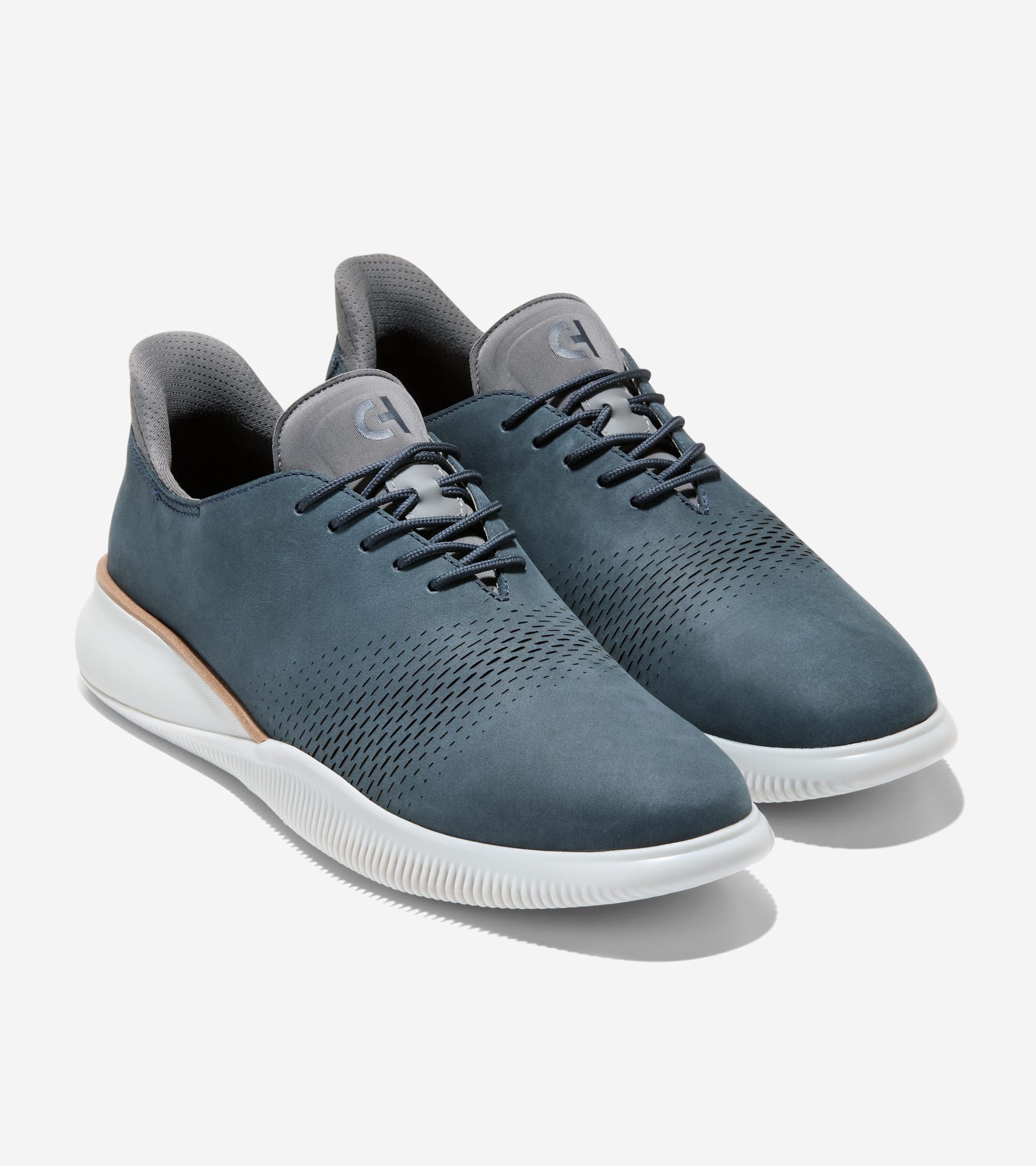 Men's 6.ZERØGRAND Laser Quick-On Oxfords-Navy Blazer-Oyster Mushroom