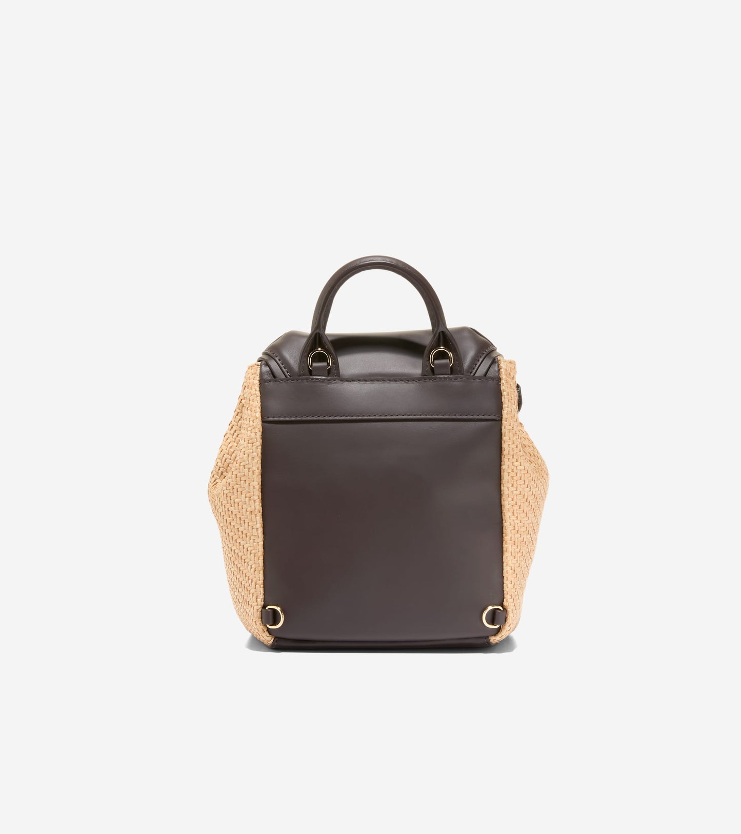 Women's Alexandria Flap Small Backpack-Natural Raffia-Dark Chocolate