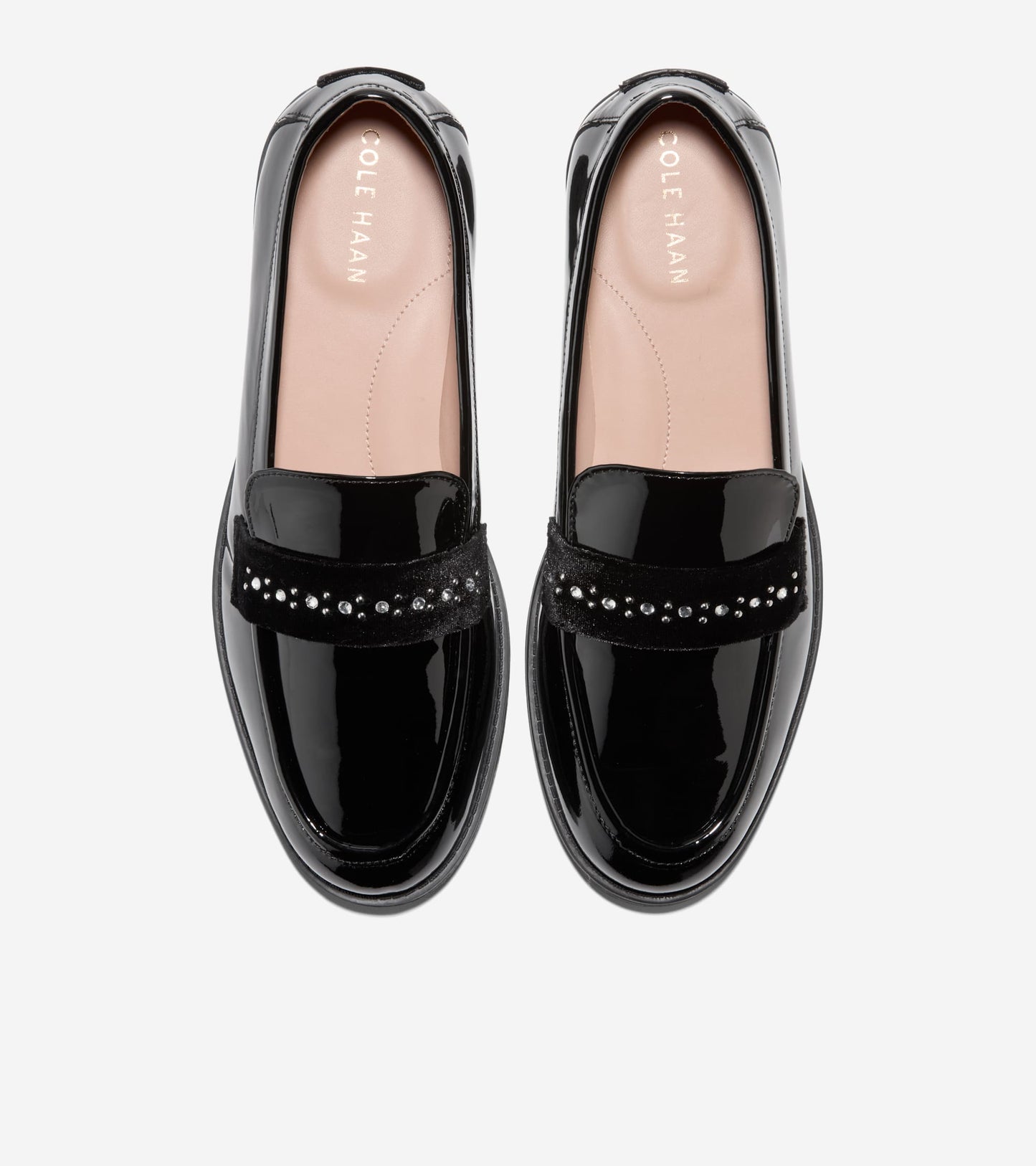 W32940:BLACK PATENT LEATHER/VELVET/CRYSTAL