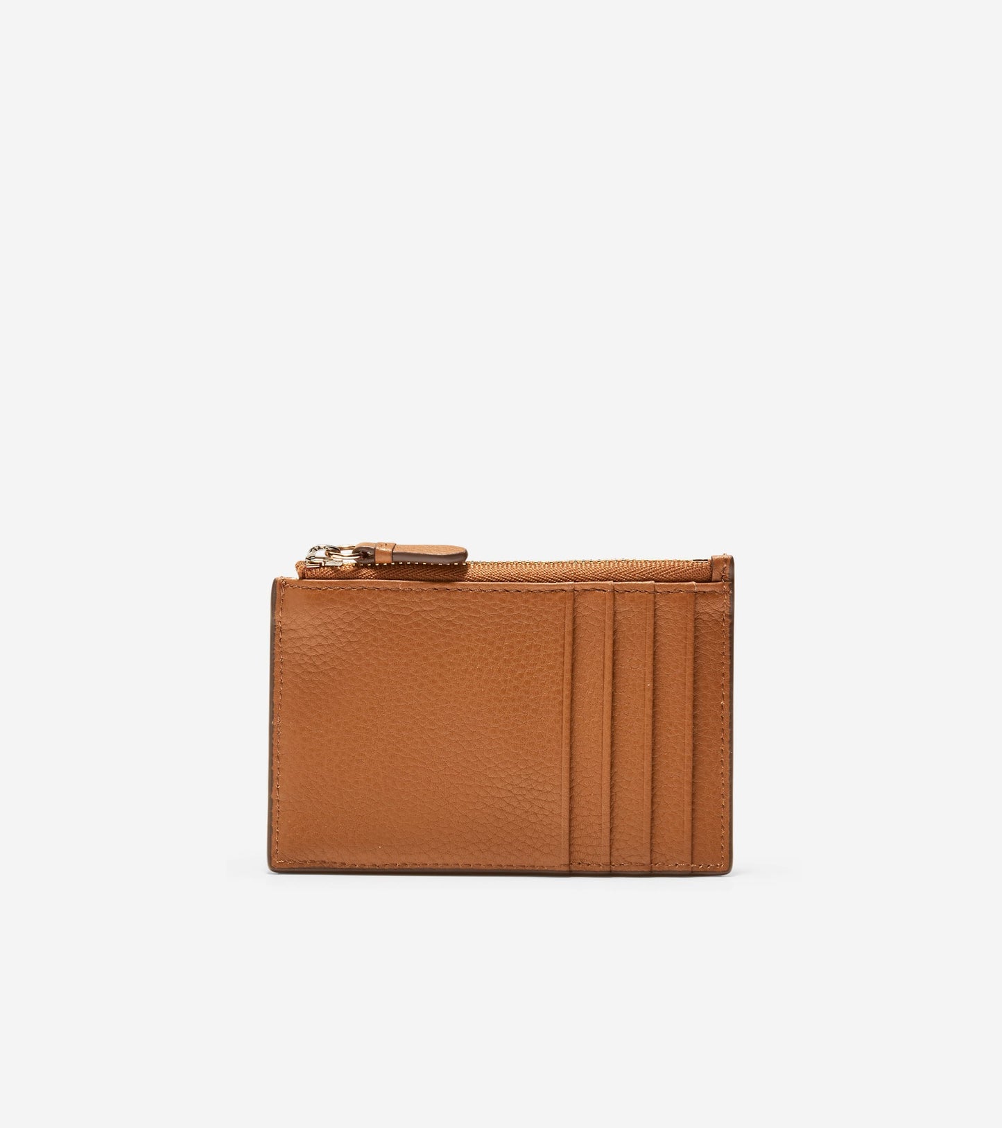 Leather Zip Card Case-British Tan Pebbled Leather