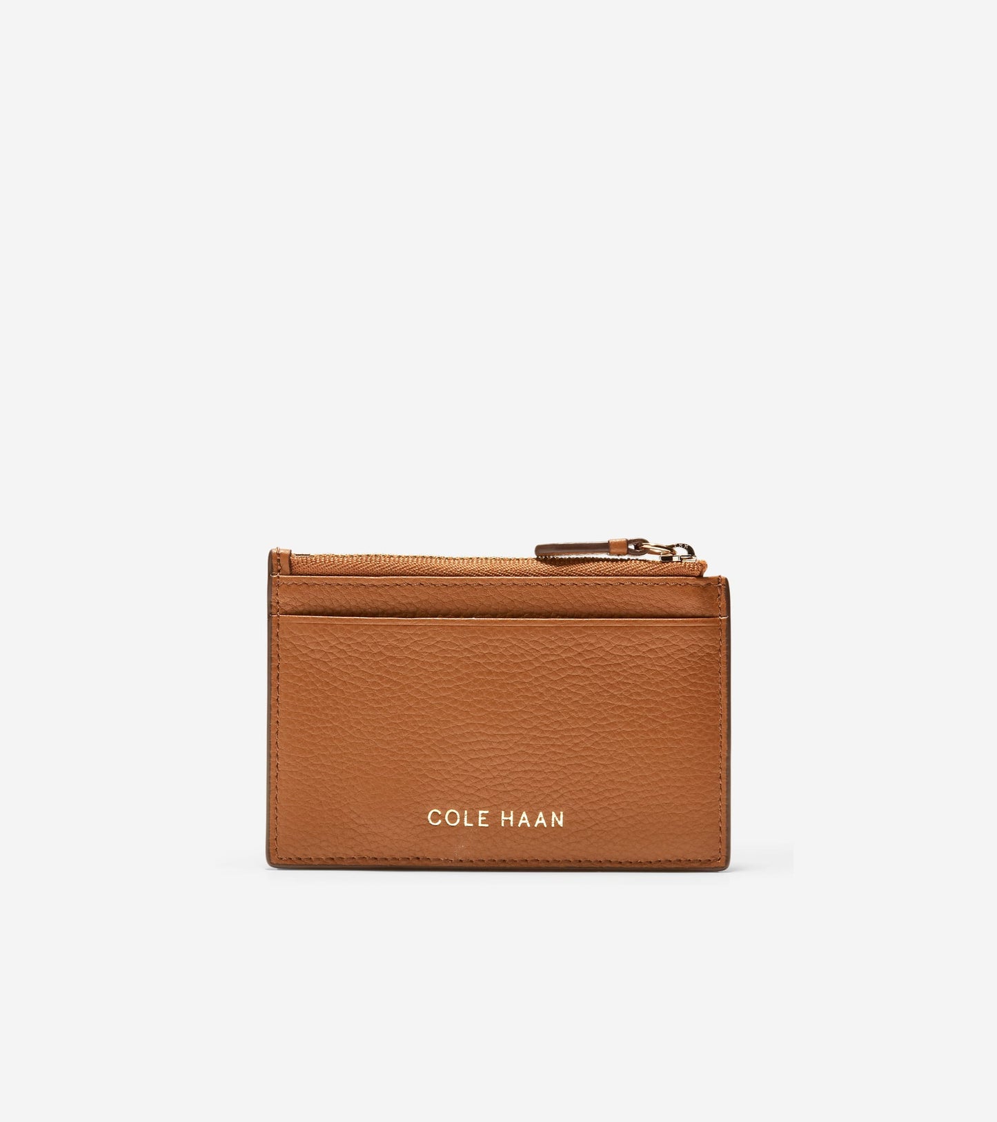 Leather Zip Card Case-British Tan Pebbled Leather