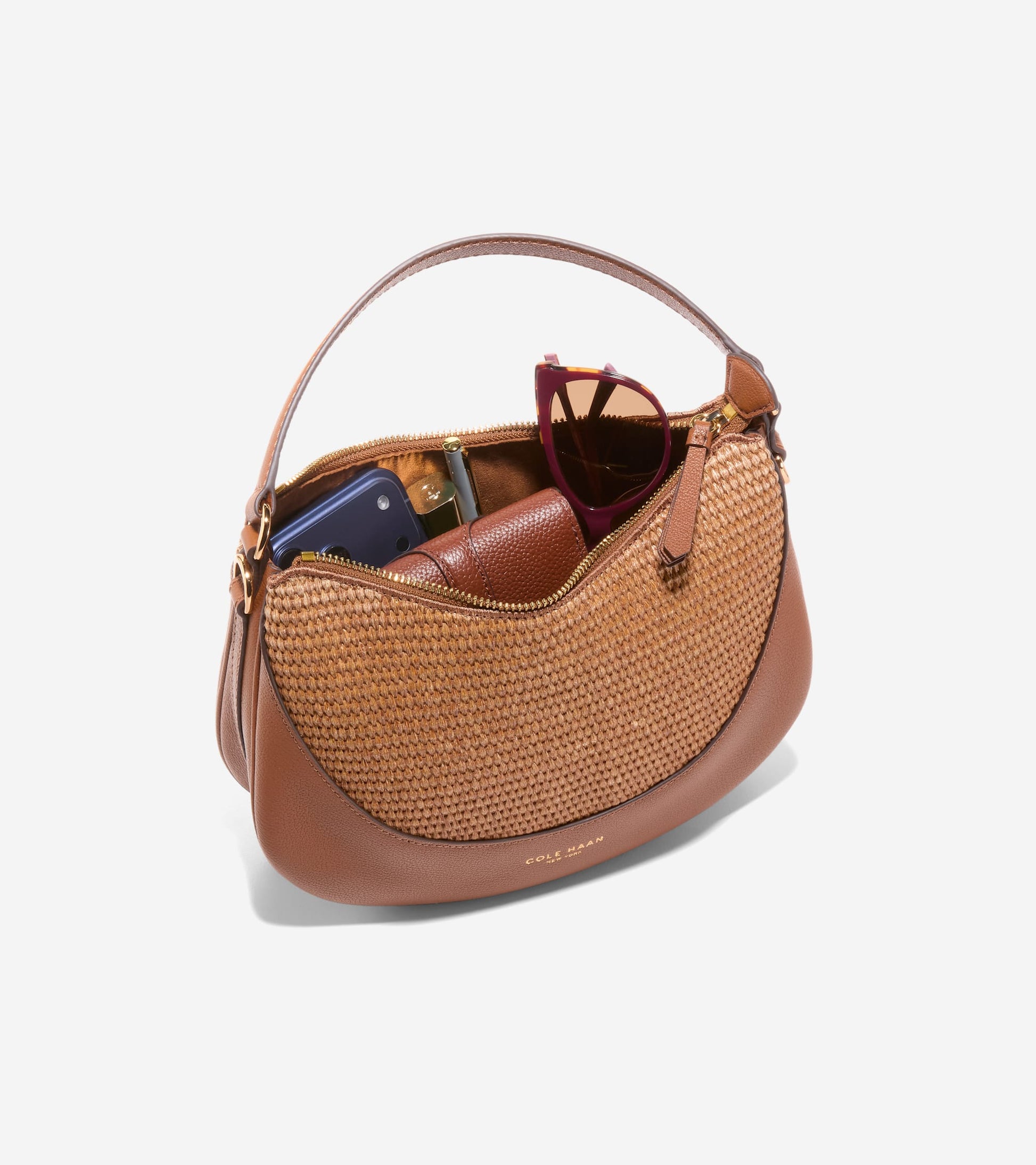 Women's Catarina Small Crossbody Bag-Tobacco with Straw
