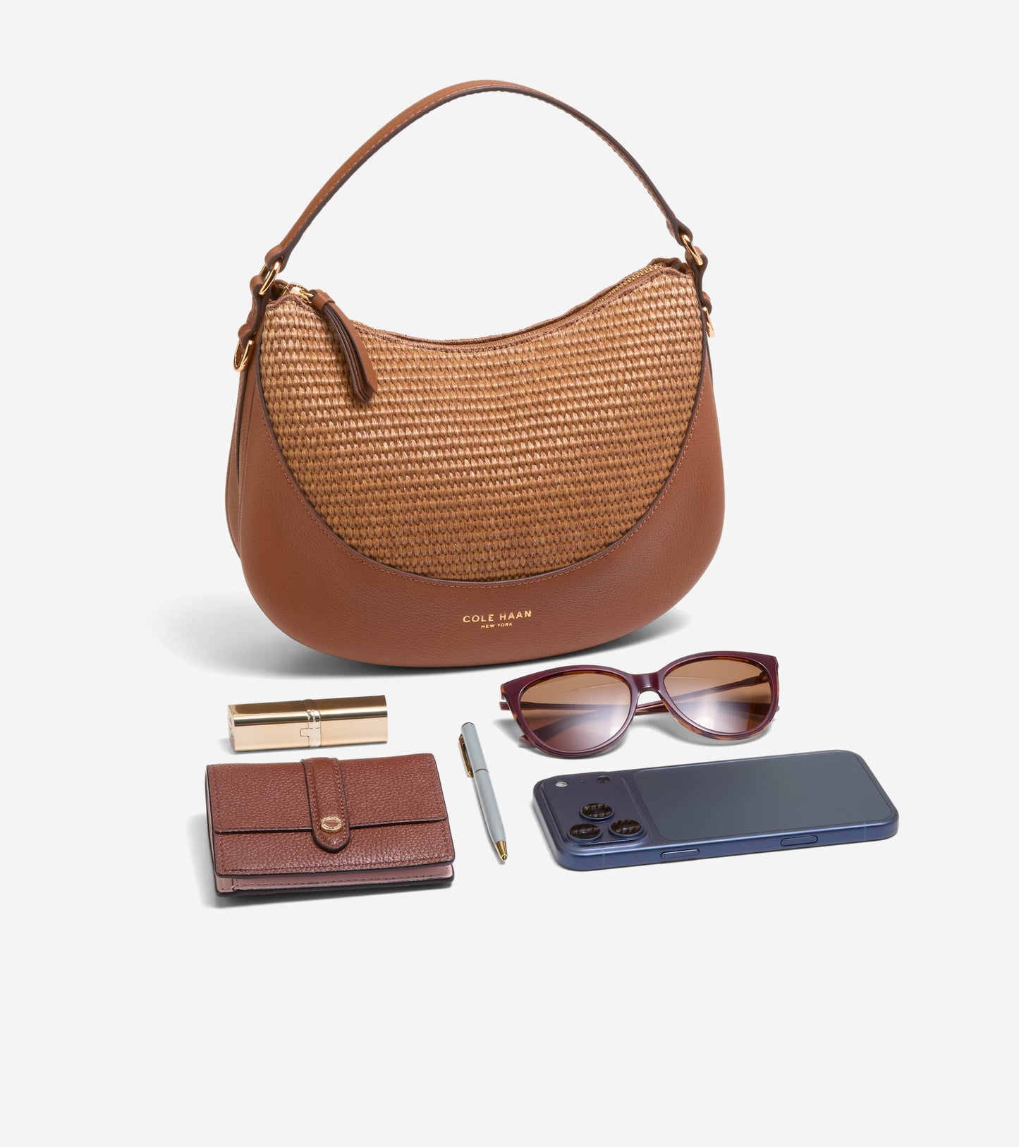 Women's Catarina Small Crossbody Bag-Tobacco with Straw