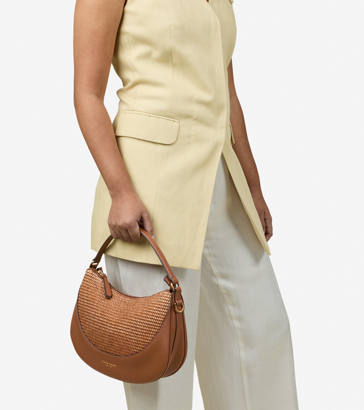 Women's Catarina Small Crossbody Bag-Tobacco with Straw