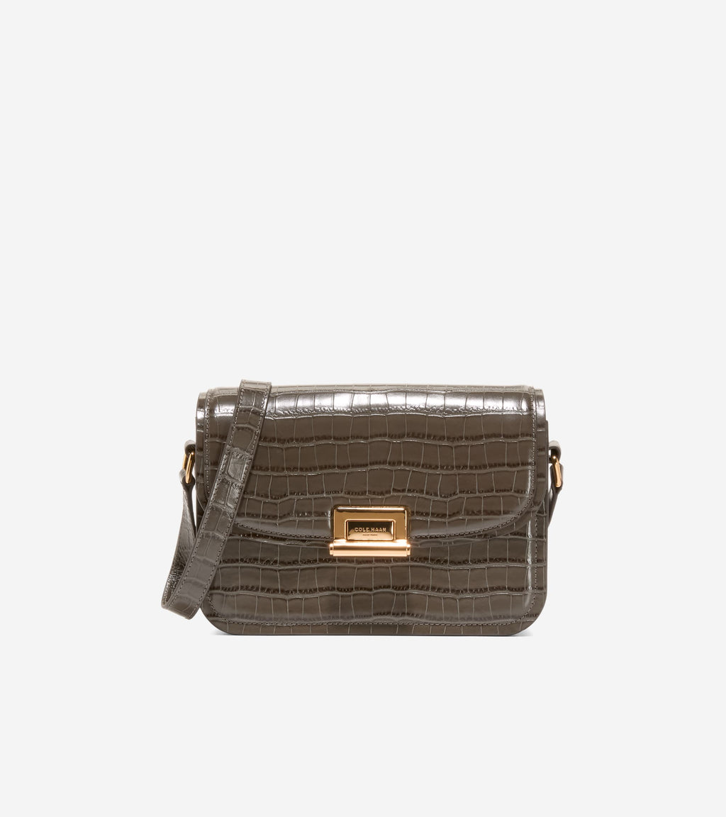 Women's Celeste Crossbody Bag-Deep Olive Croco Print
