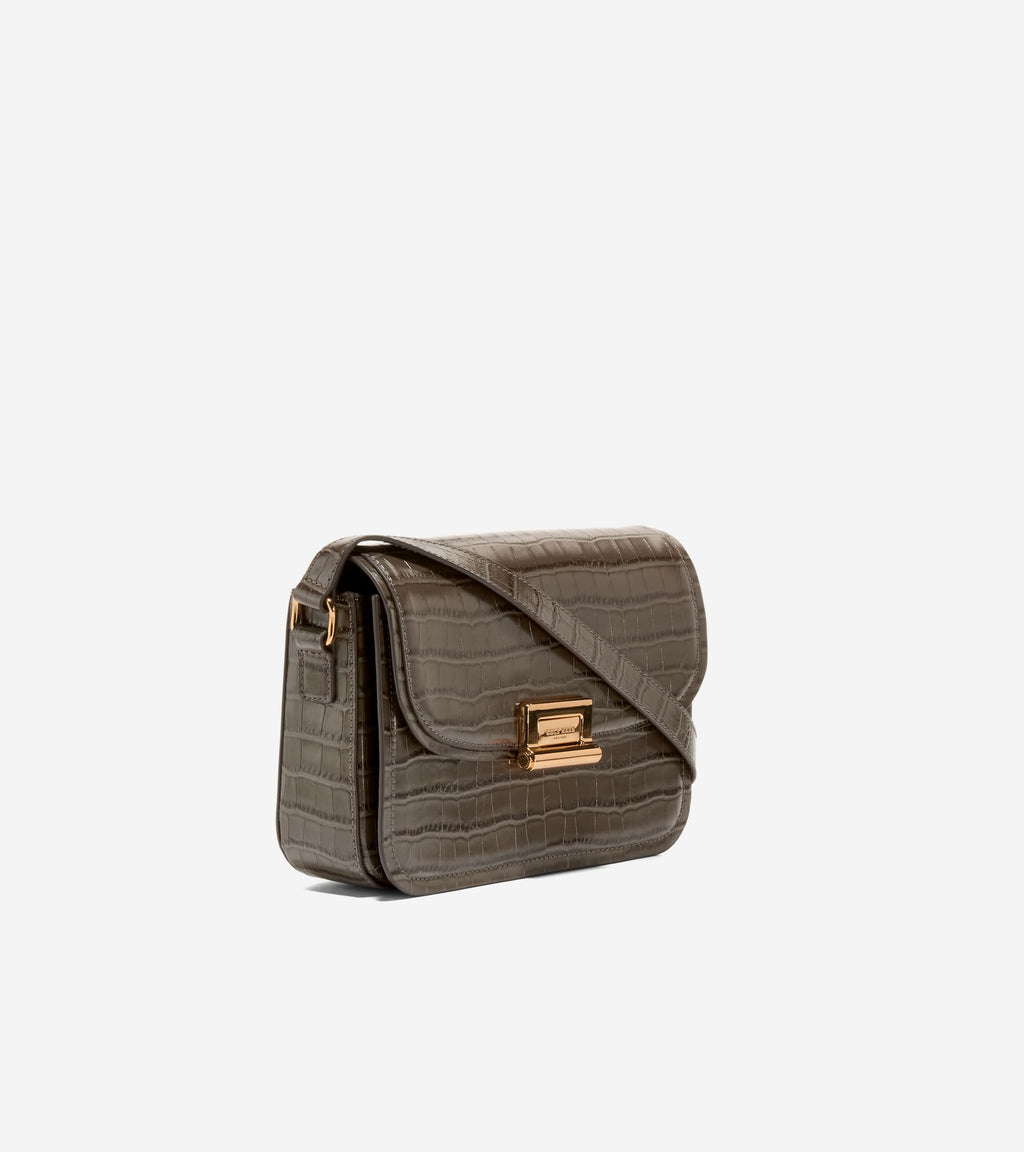 Women's Celeste Crossbody Bag-Deep Olive Croco Print