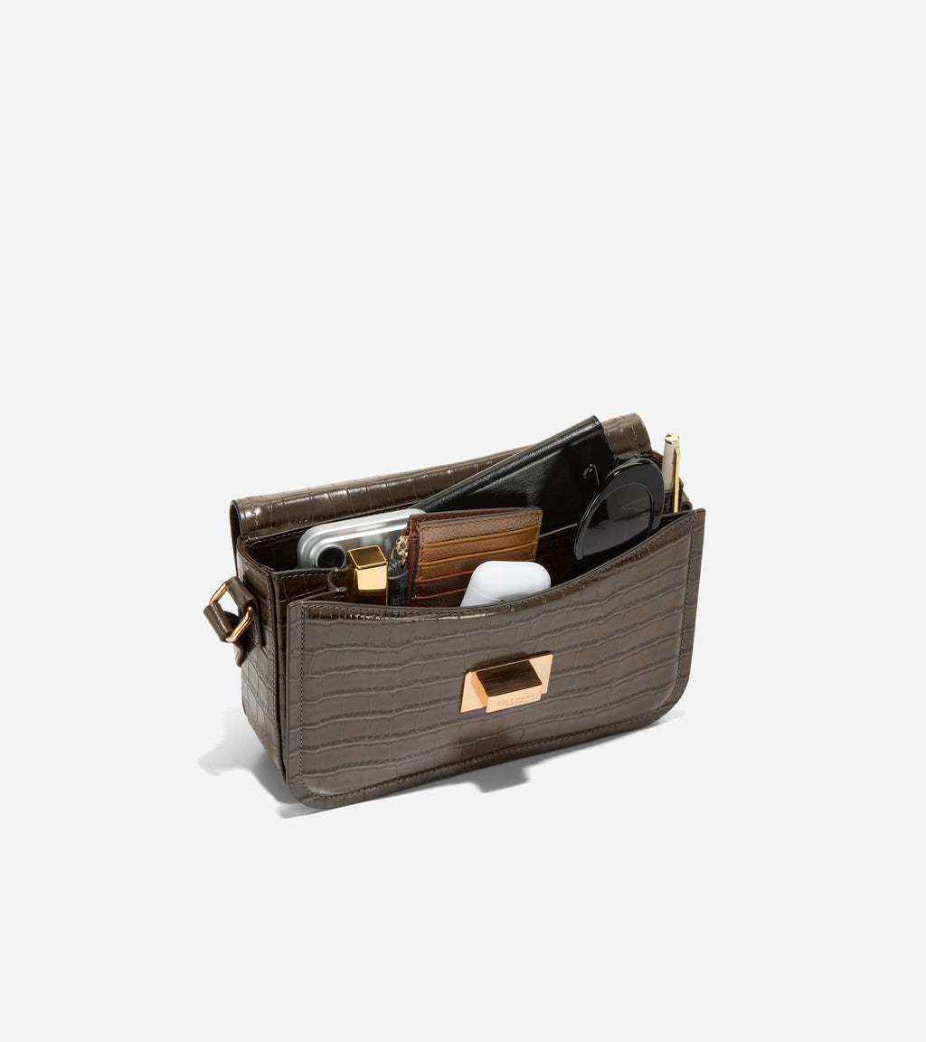 Women's Celeste Crossbody Bag-Deep Olive Croco Print