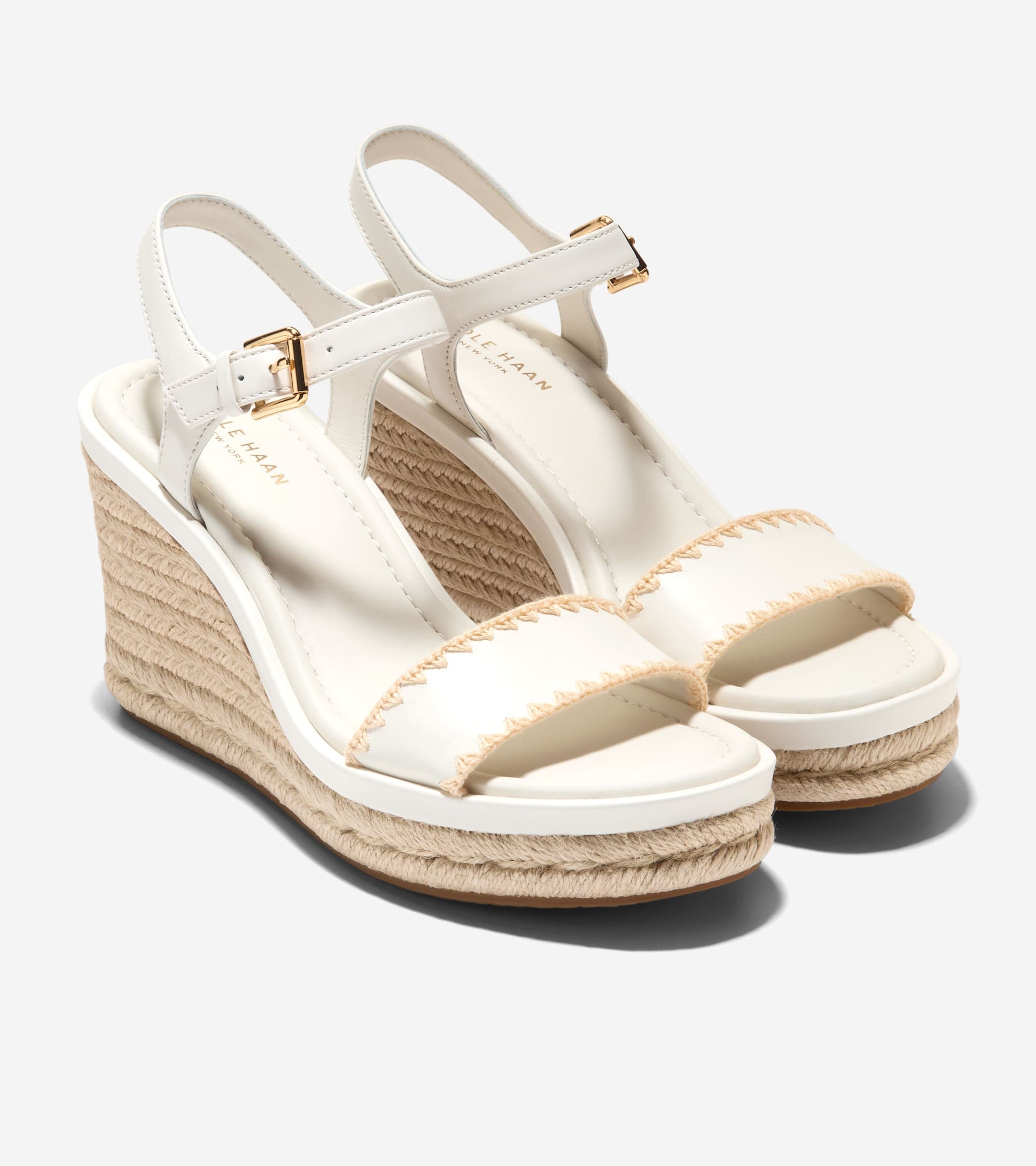 Women's Cloudfeel Asbury Espadrille Wedge Sandals-Powder-Natural Raffia