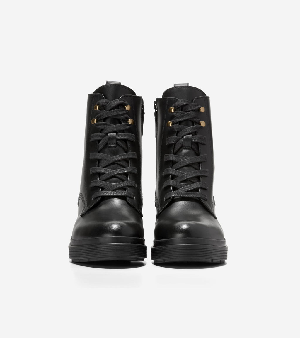 Women's Cherise Waterproof Lace-Up Lug Boots-Black