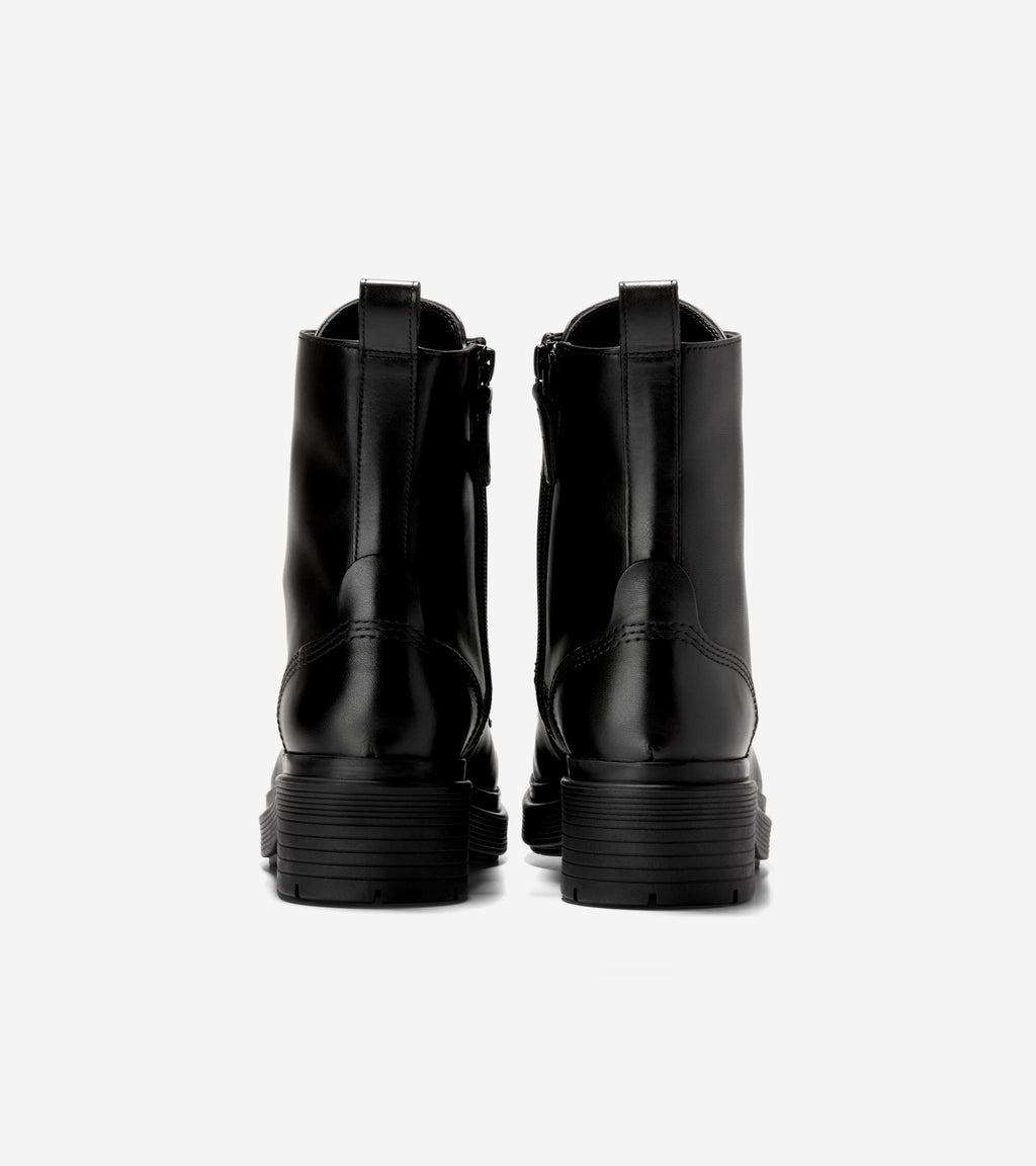 Women's Cherise Waterproof Lace-Up Lug Boots-Black