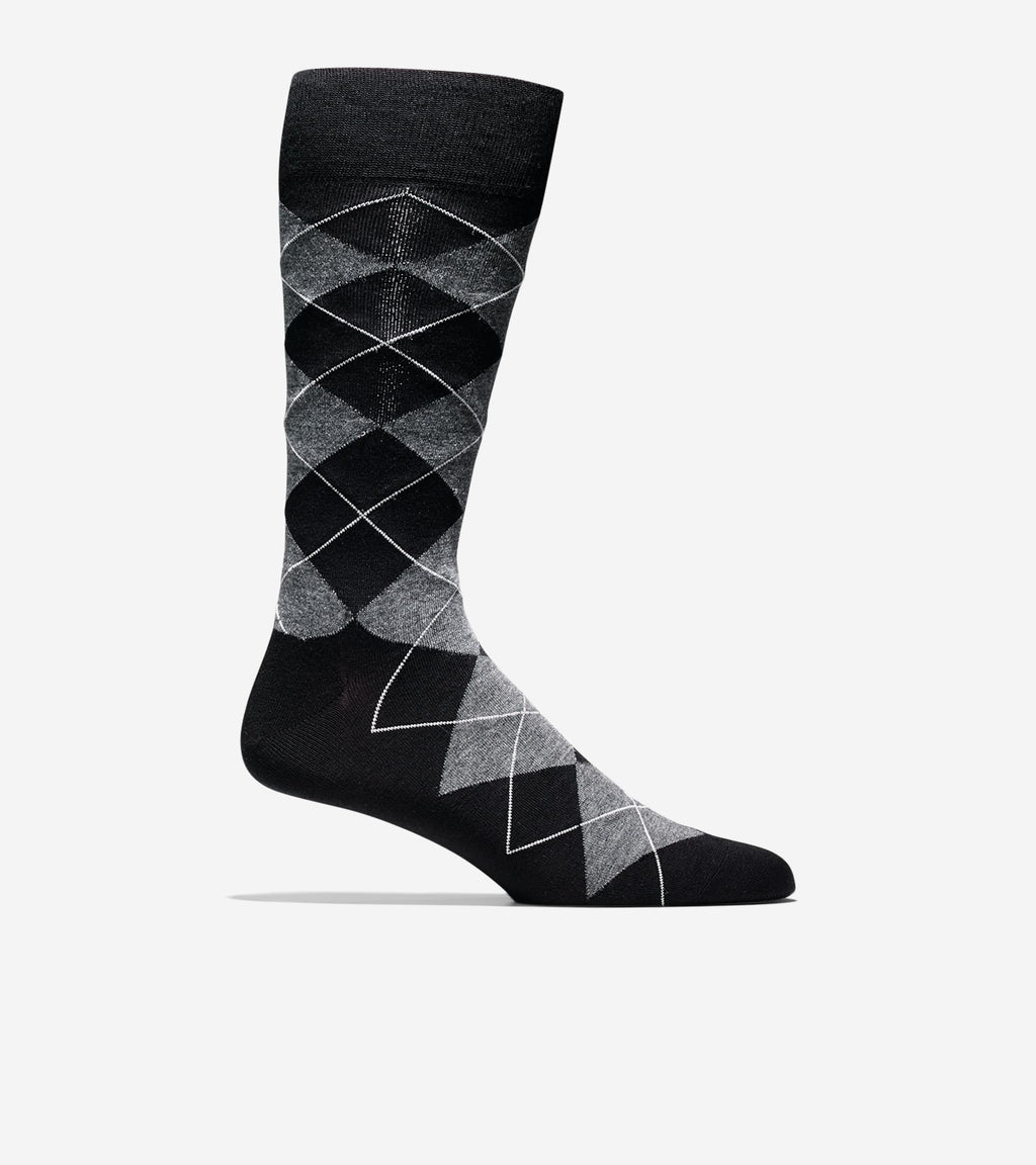 Men's Classic Argyle Crew Socks-Black