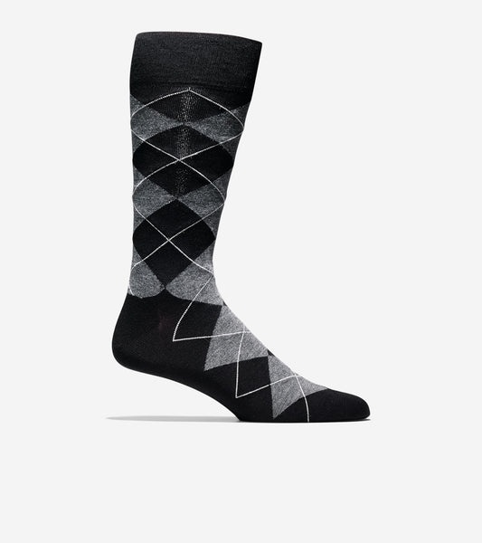 Men's Classic Argyle Crew Socks-Black
