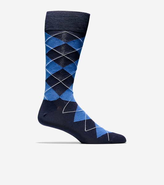 Men's Classic Argyle Crew Socks-Navy
