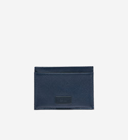 Men's Saffiano Card Case with Ornament-Navy