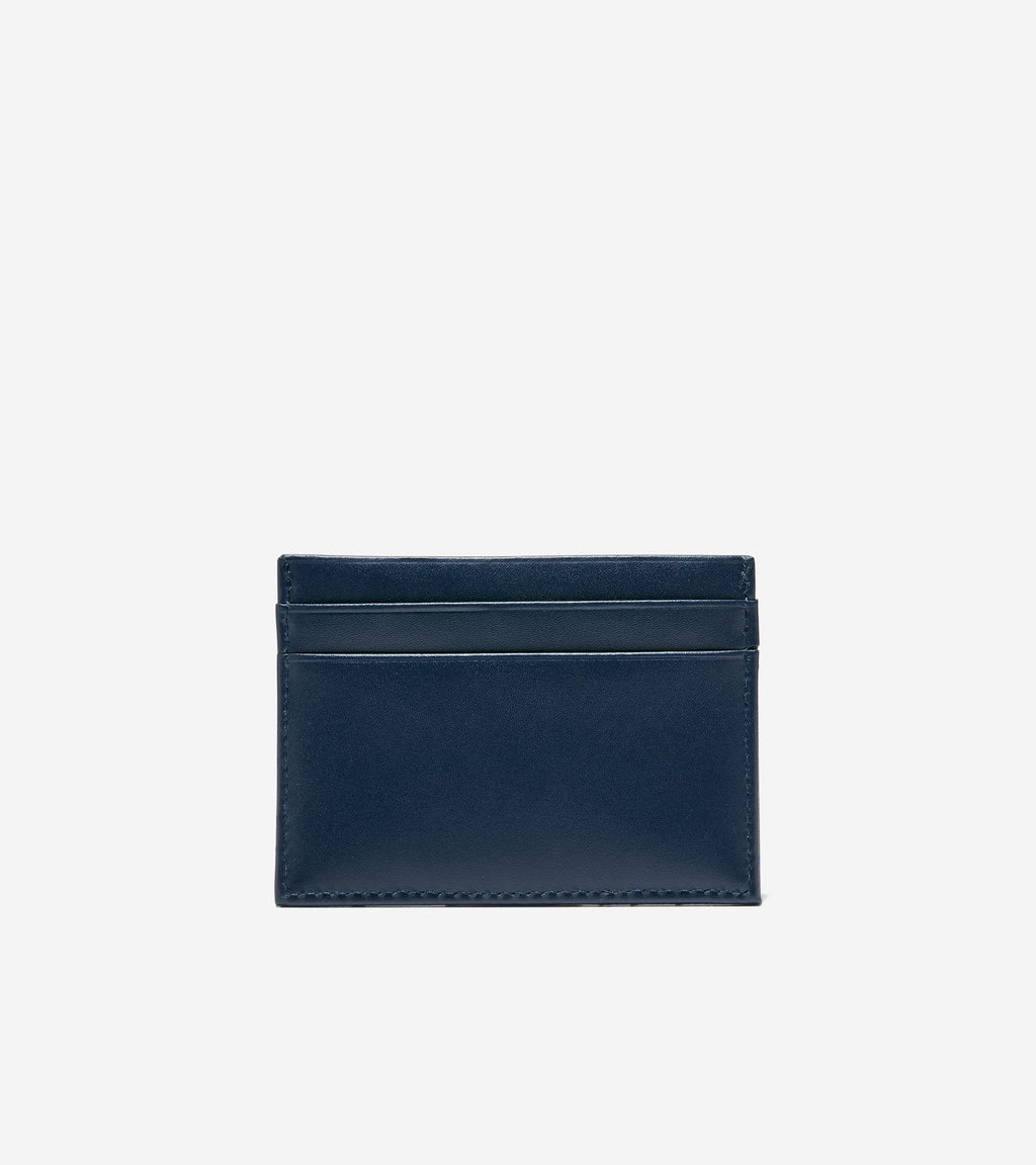 Men's Saffiano Card Case with Ornament-Navy