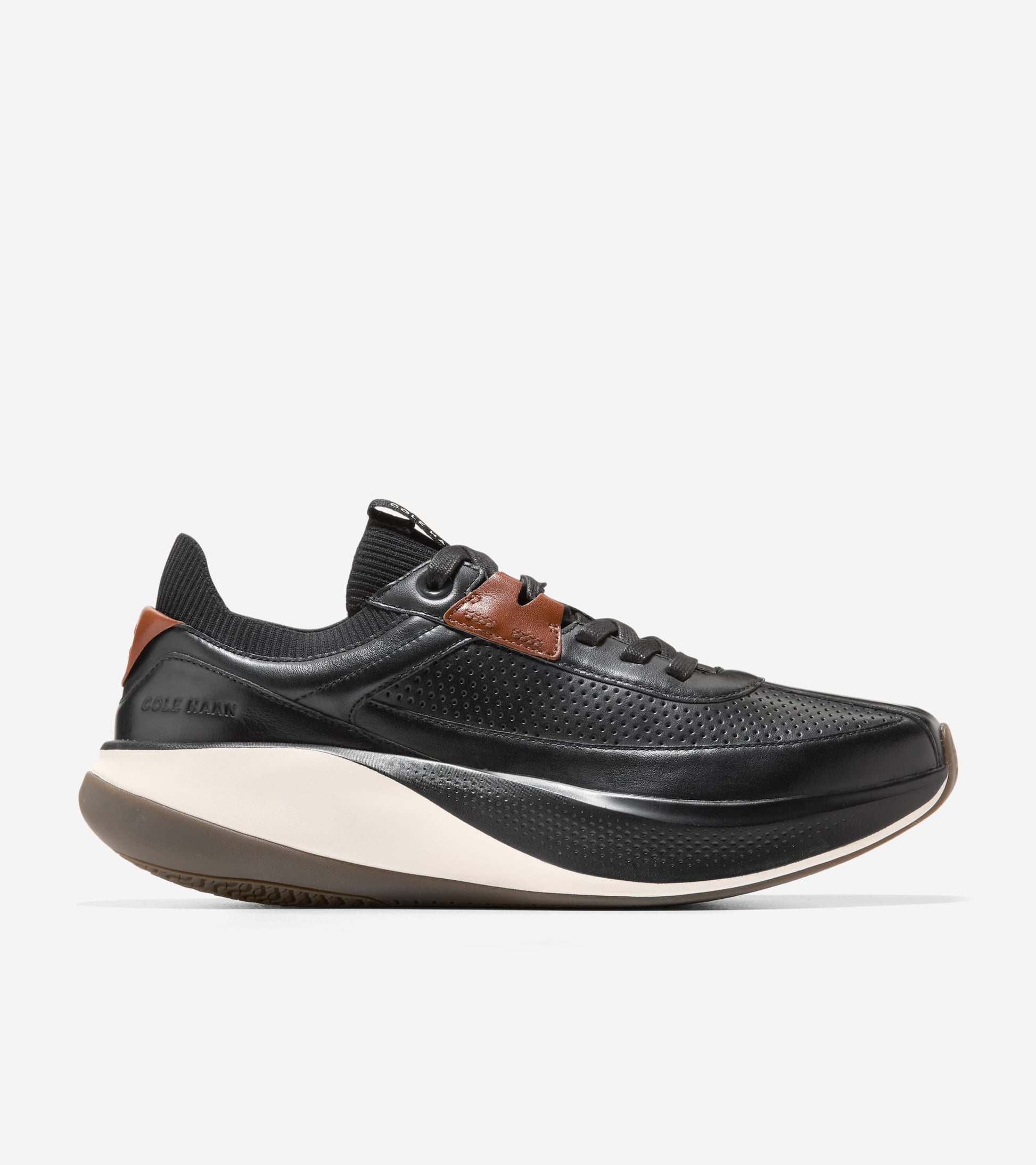 Men's GrandPrø All-Day Leather Running Shoes-Black-British Tan-Ivory