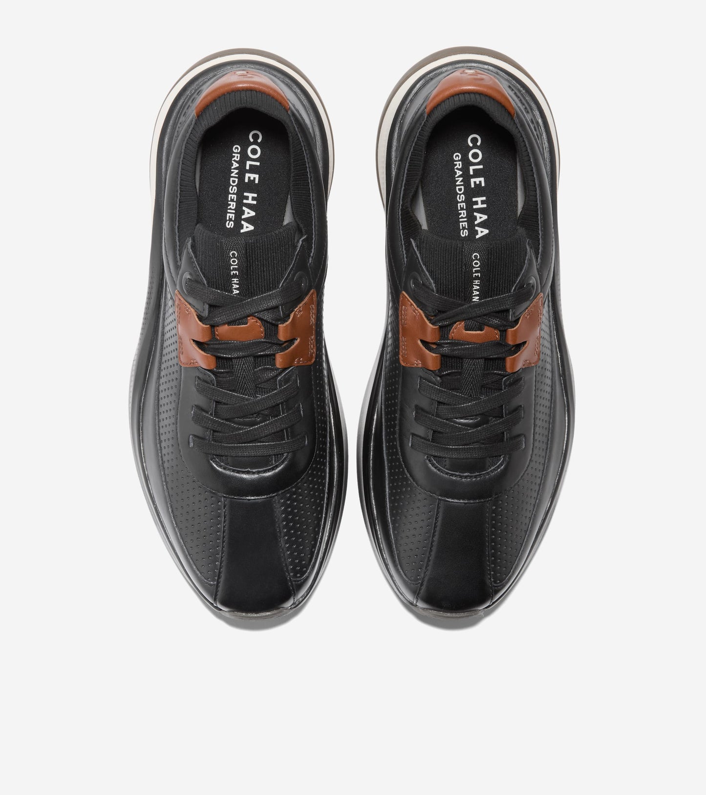 Men's GrandPrø All-Day Leather Running Shoes-Black-British Tan-Ivory