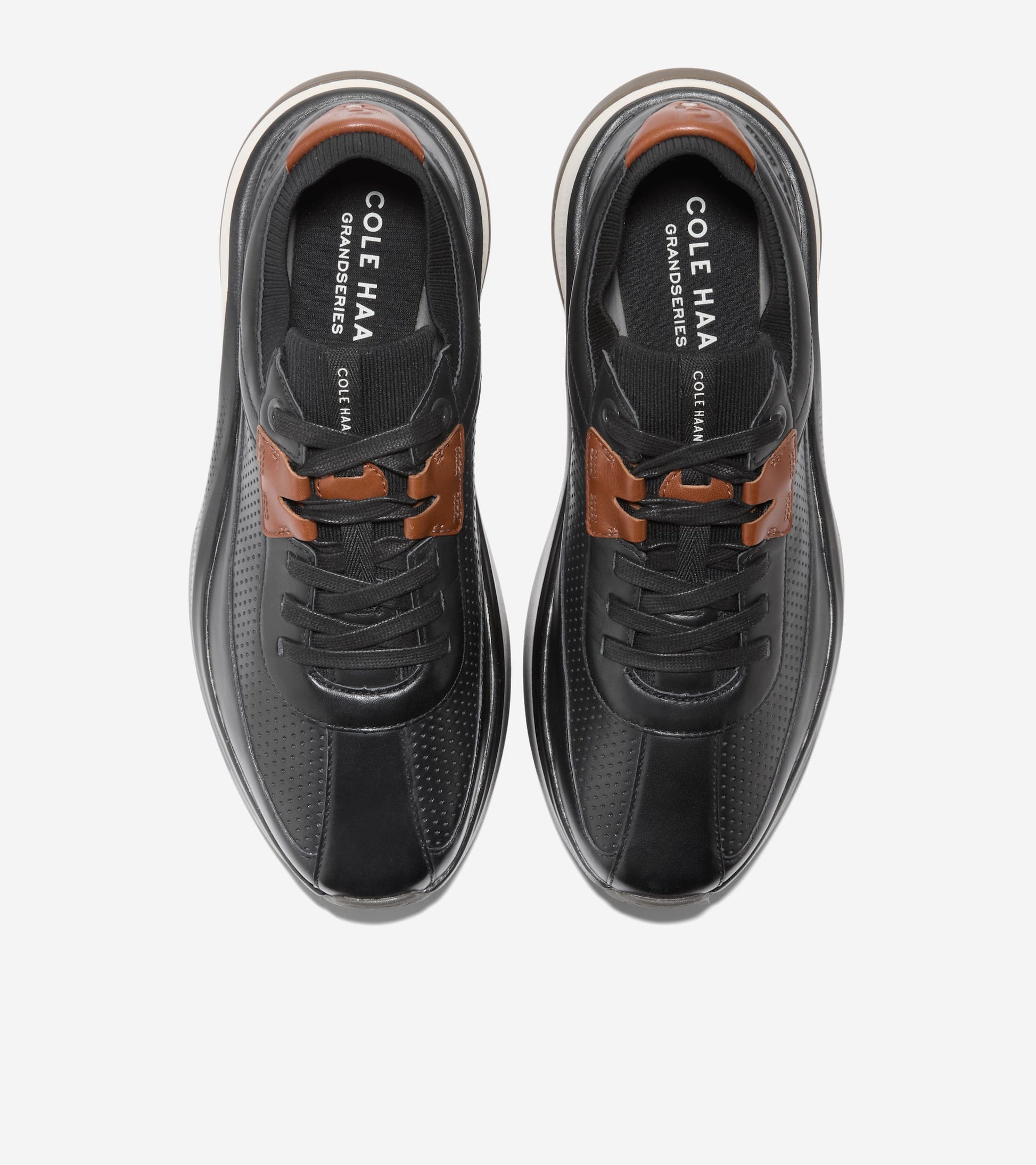 Men's GrandPrø All-Day Leather Running Shoes-Black-British Tan-Ivory