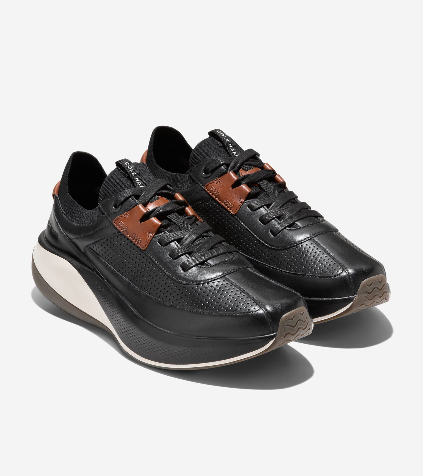 Men's GrandPrø All-Day Leather Running Shoes-Black-British Tan-Ivory