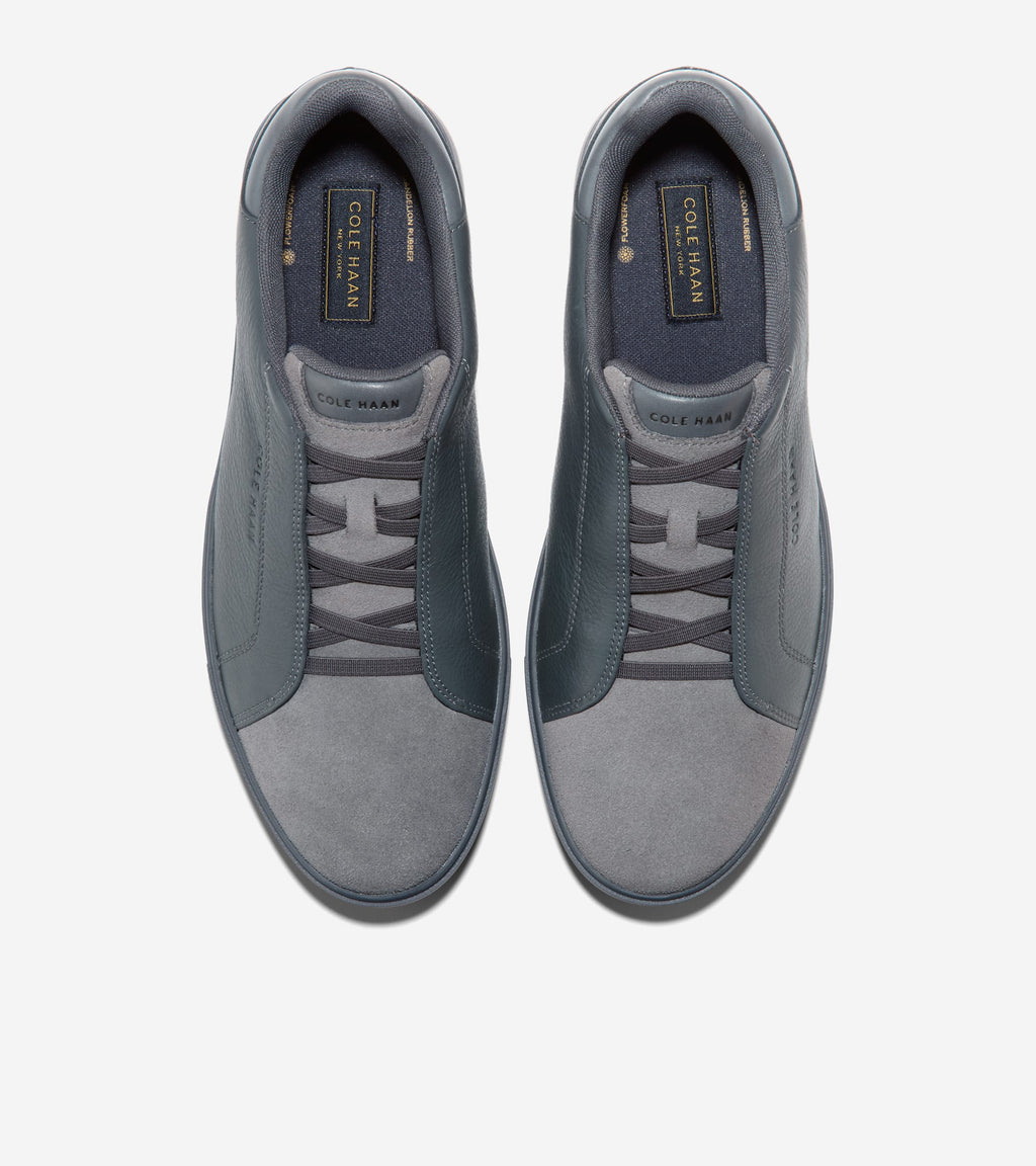 Men's GrandPrø Luxe Slip-On Sneakers-Gray Pinstripe