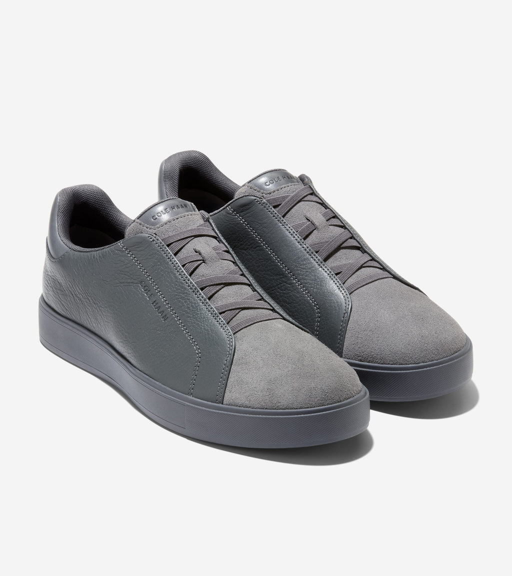 Men's GrandPrø Luxe Slip-On Sneakers-Gray Pinstripe