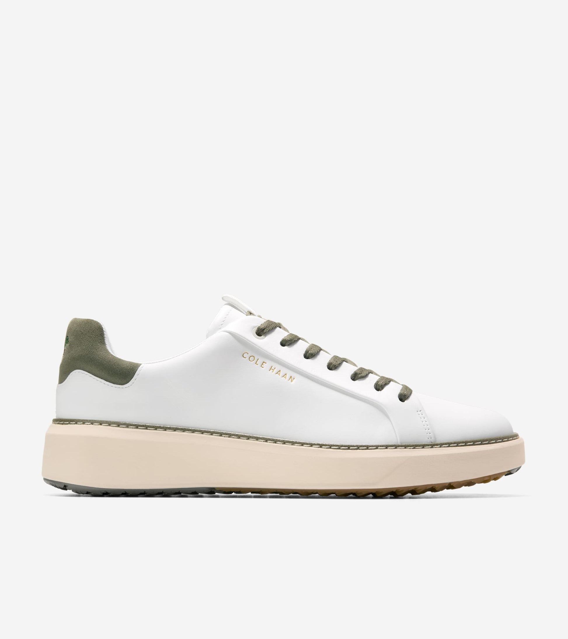 Men's GrandPrø Topspin Waterproof Golf Shoes-White-Dusty Olive-Angora