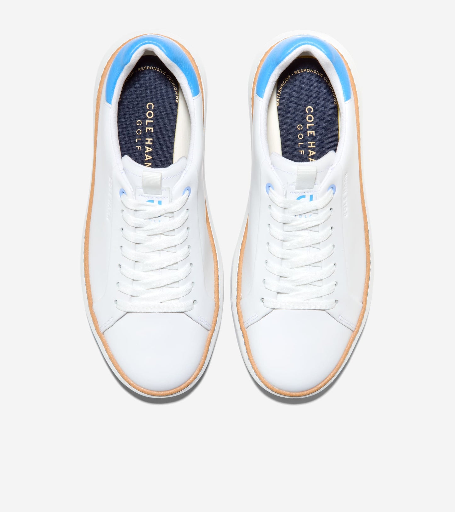 Women's GrandPrø Topspin Golf Shoes-White-Azure Blue
