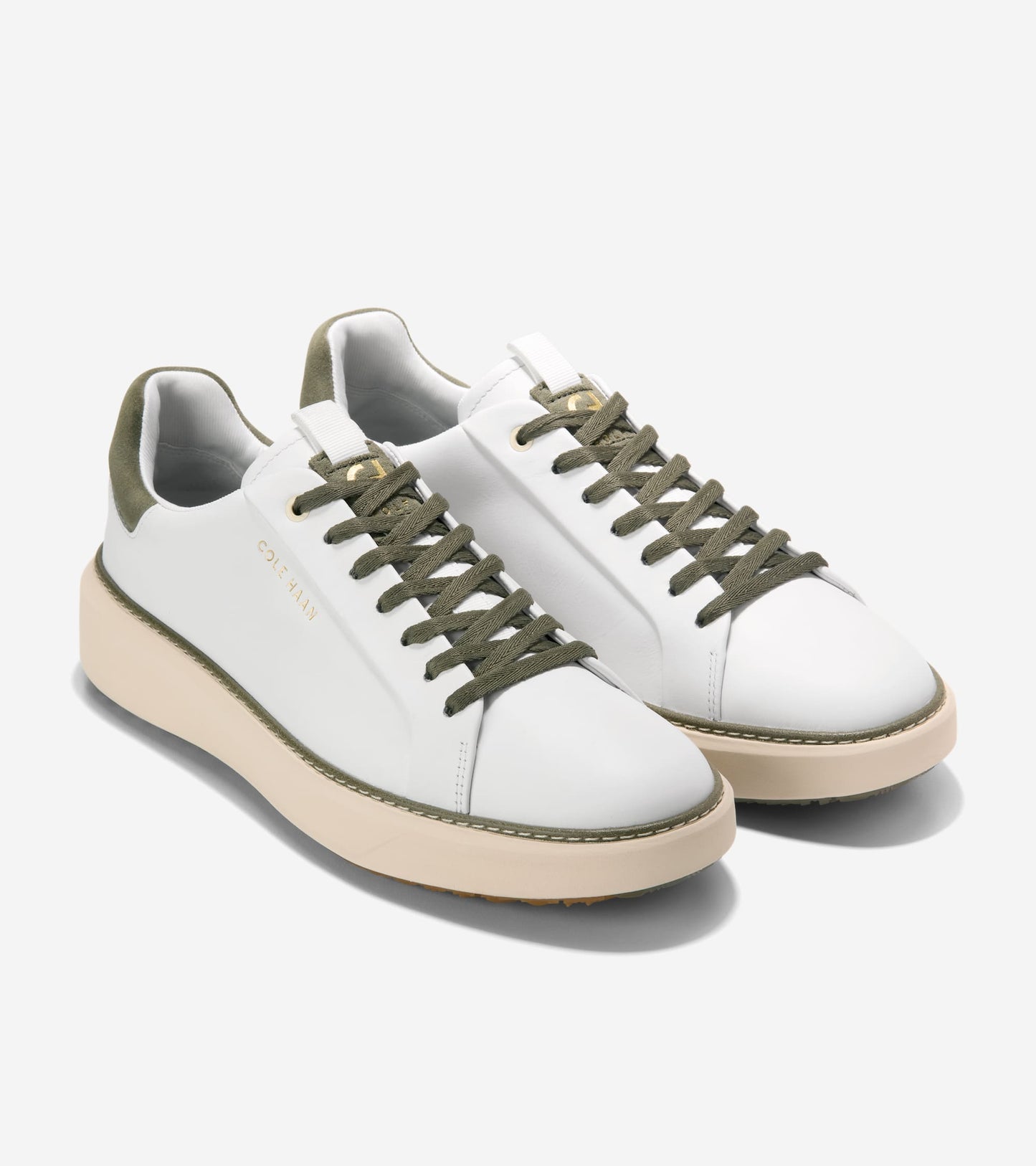 Men's GrandPrø Topspin Waterproof Golf Shoes-White-Dusty Olive-Angora