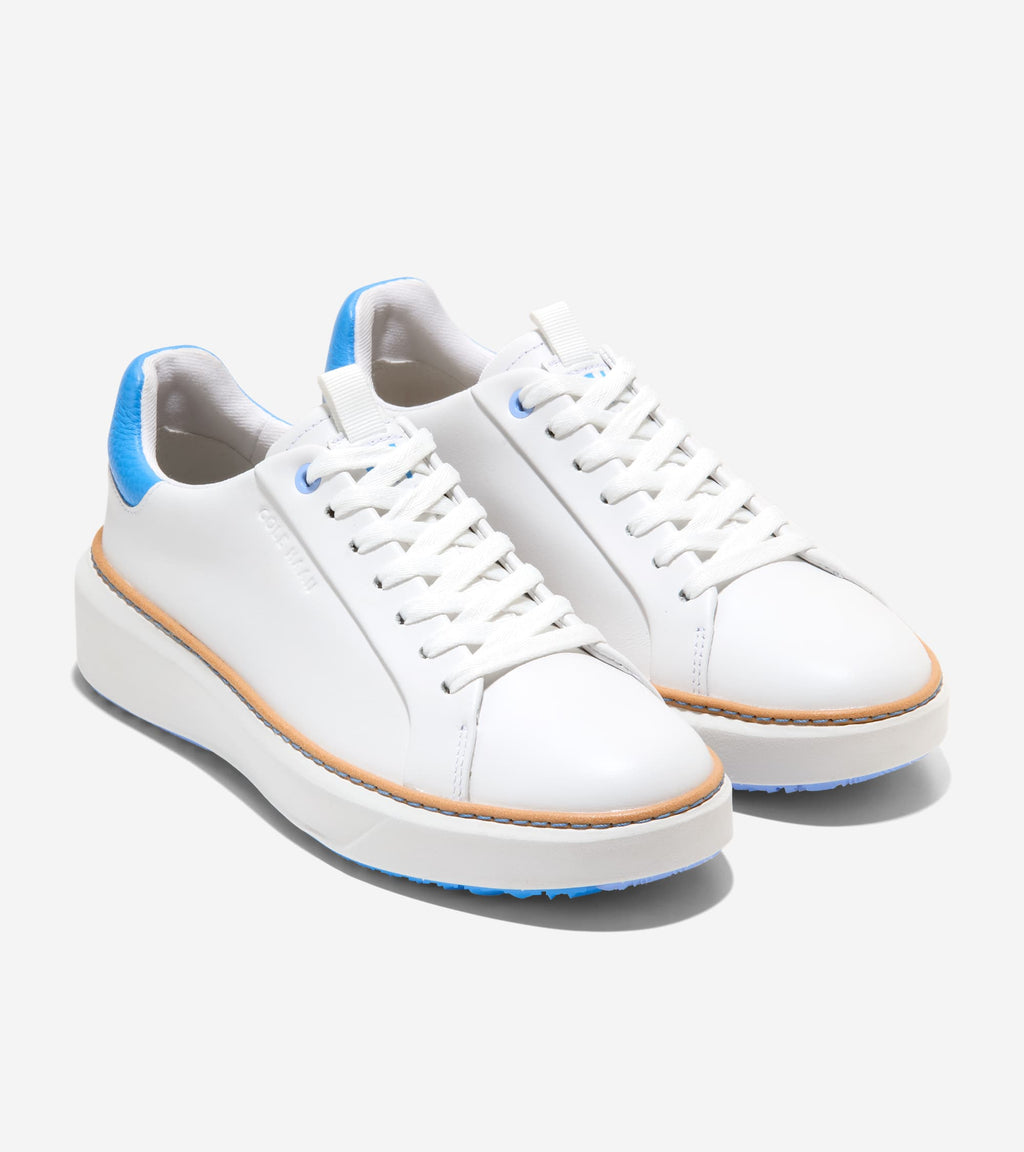 Women's GrandPrø Topspin Golf Shoes-White-Azure Blue