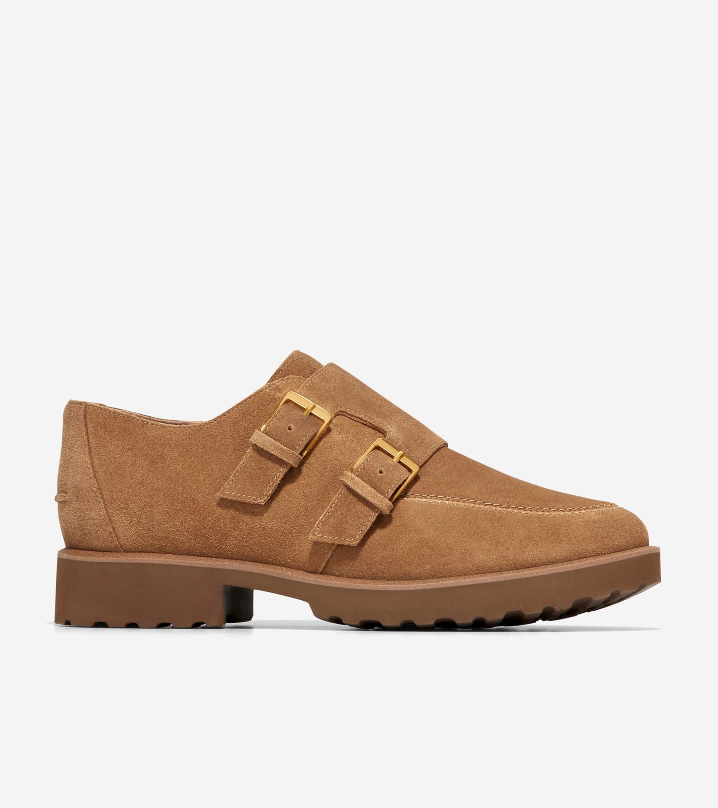 Women's Greenwich Monk Strap Loafers-Golden Toffee Suede