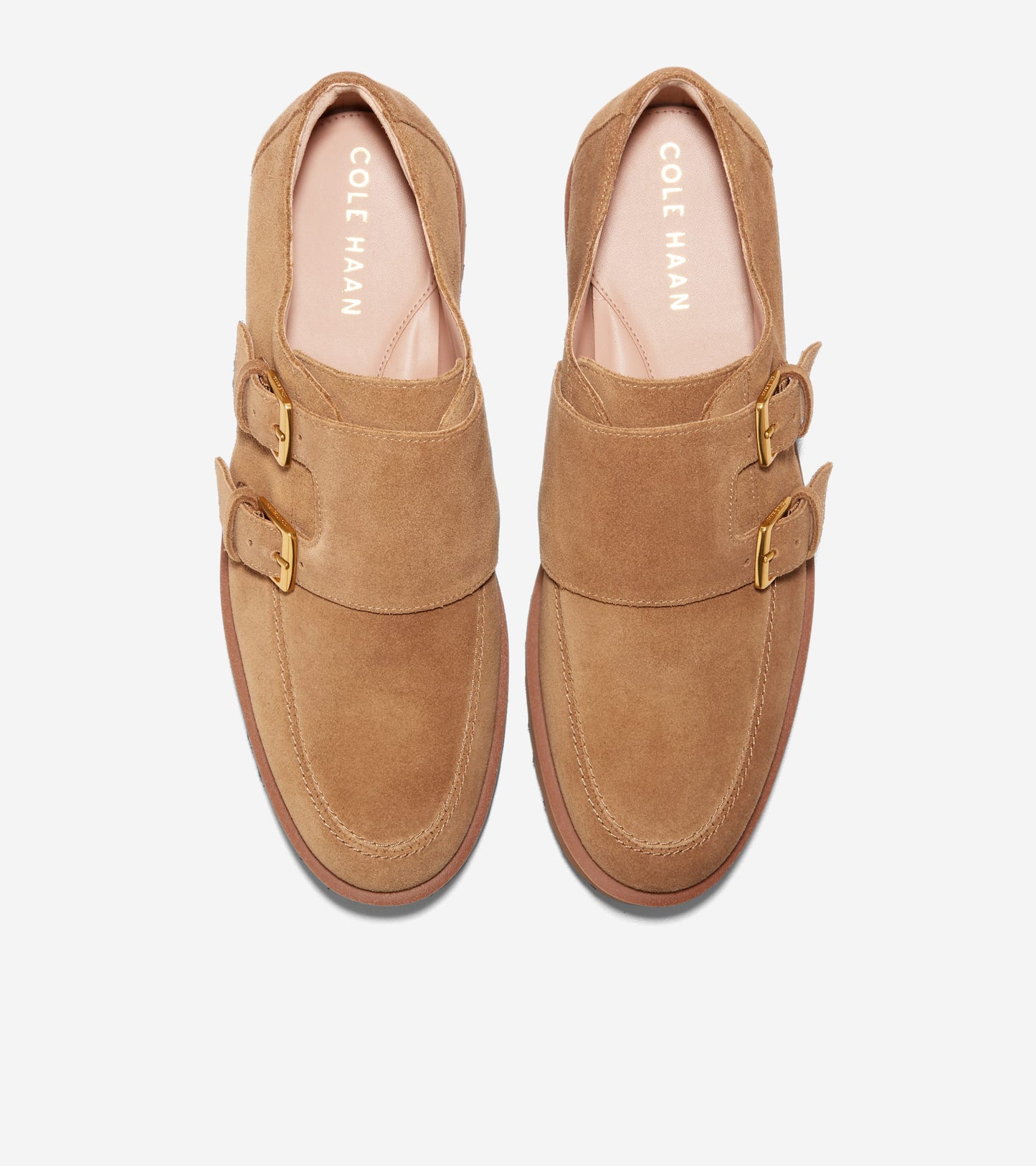 Women's Greenwich Monk Strap Loafers-Golden Toffee Suede