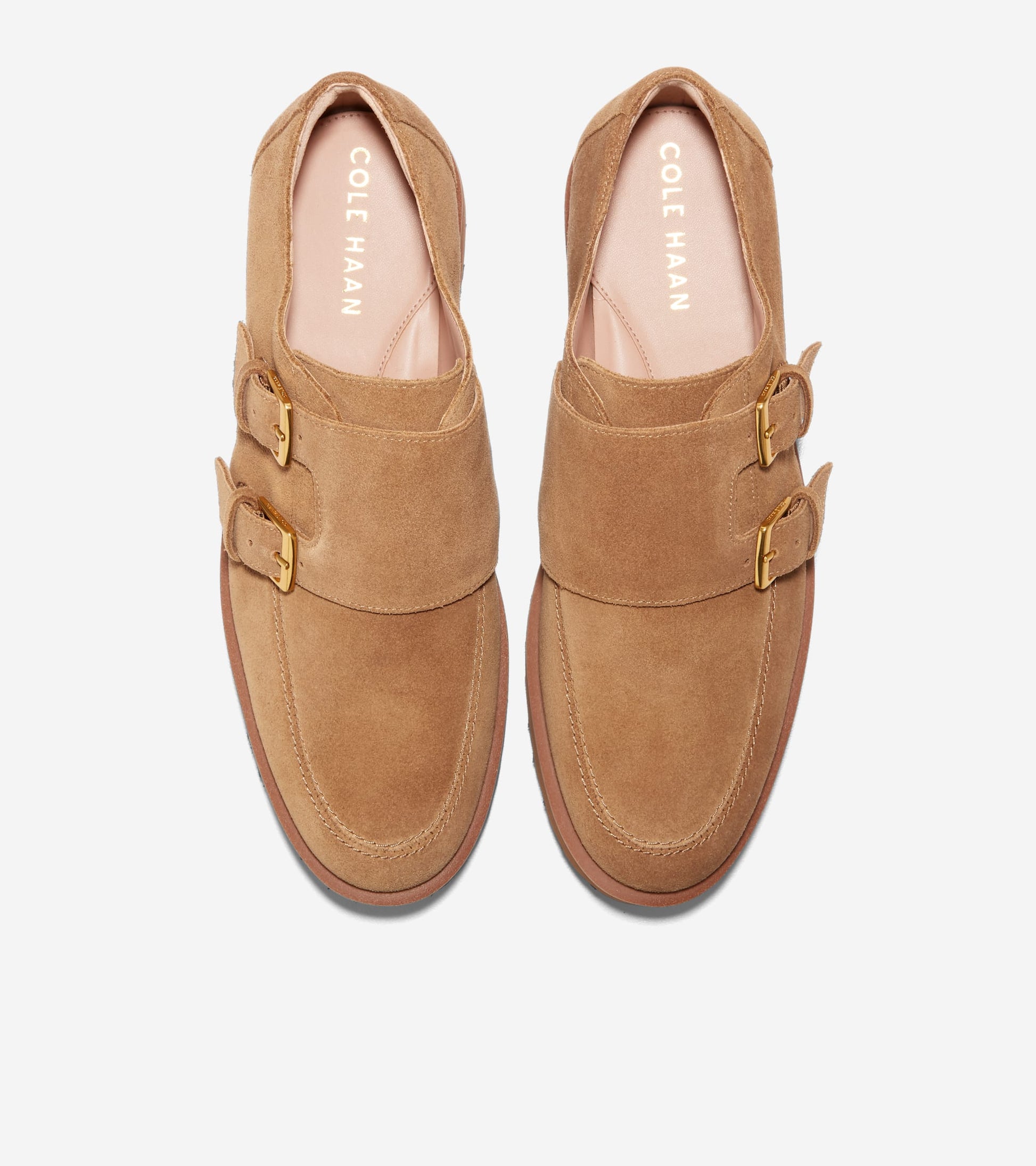 Women's Greenwich Monk Strap Loafers-Golden Toffee Suede