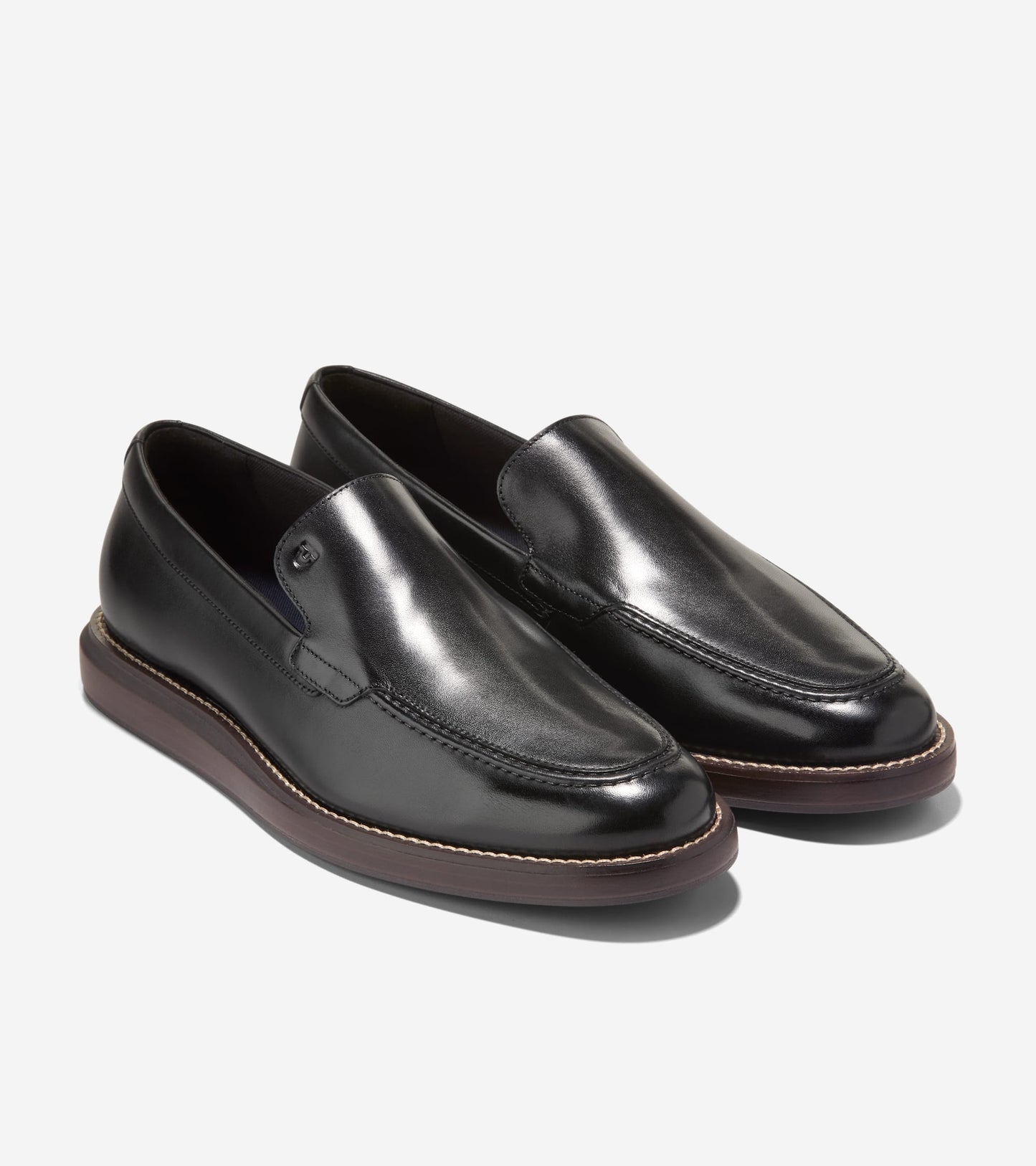 Men's Grand Neoclassic Venetian Loafers-Black-Dark Natural