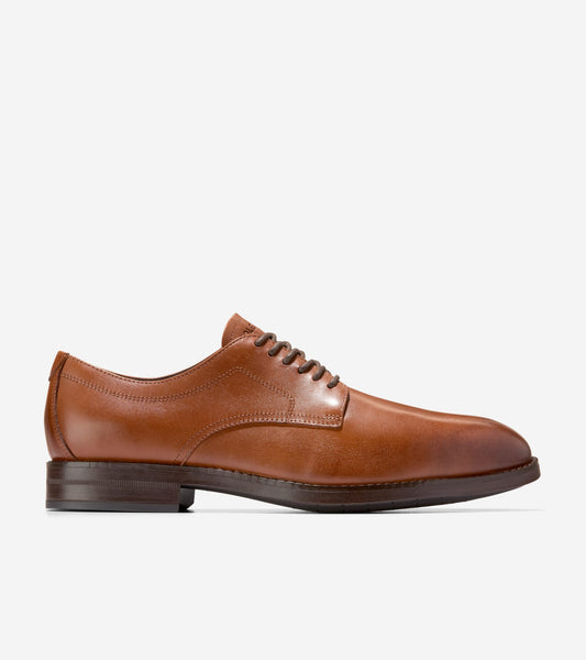 Men's Harmon Grand Plain Toe Oxfords-British Tan-Dark Brown