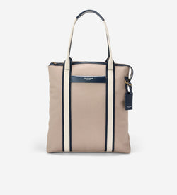 Men's Judson Brushed Twill North/South Tote Bag-Oxford Tan-Navy Blazer-Angora