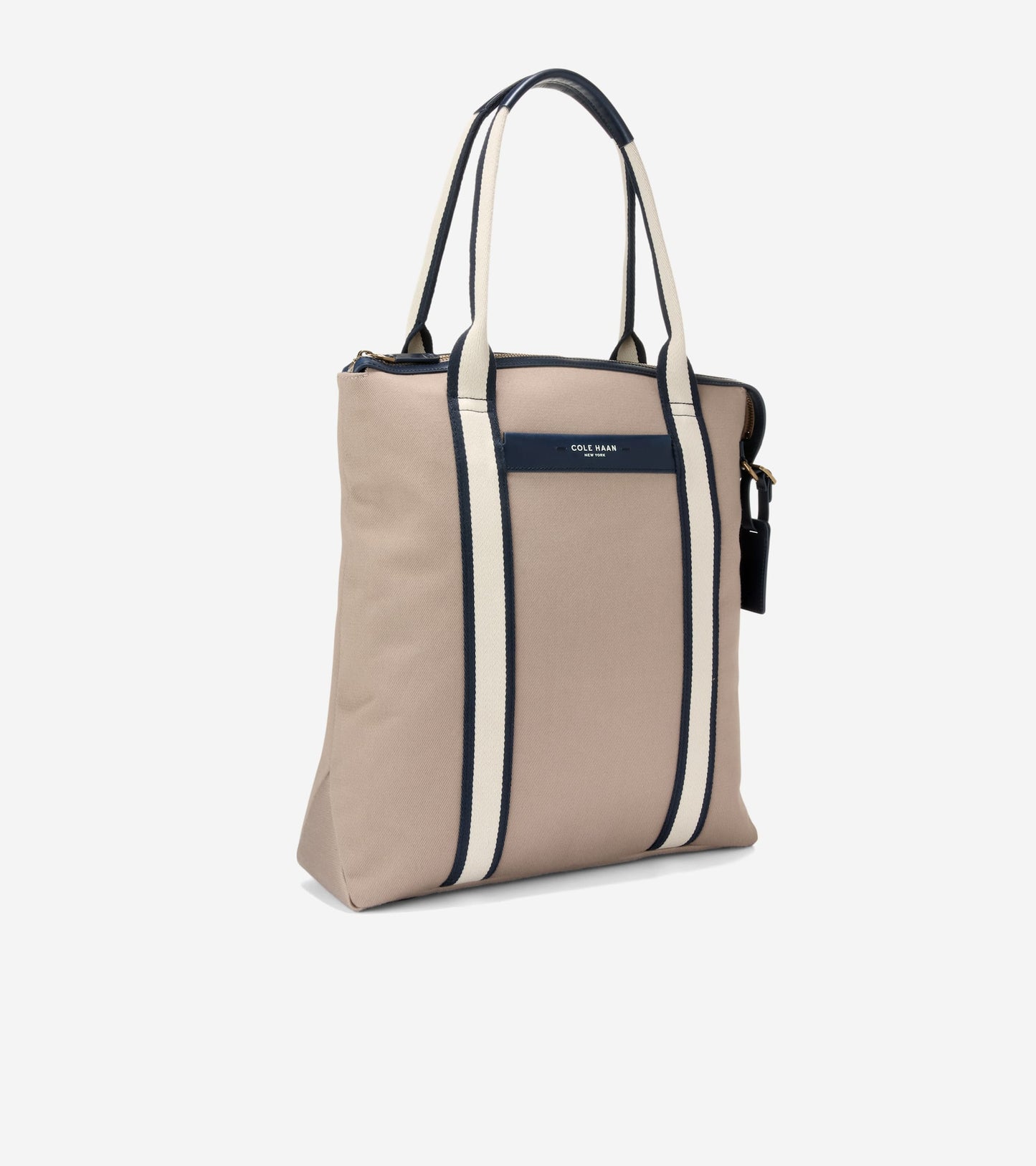 Men's Judson Brushed Twill North/South Tote Bag-Oxford Tan-Navy Blazer-Angora