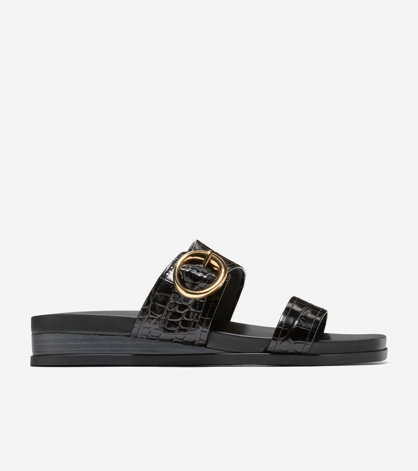Women's Oaklynn Double Band Footbed Sandals-Black Croc Print