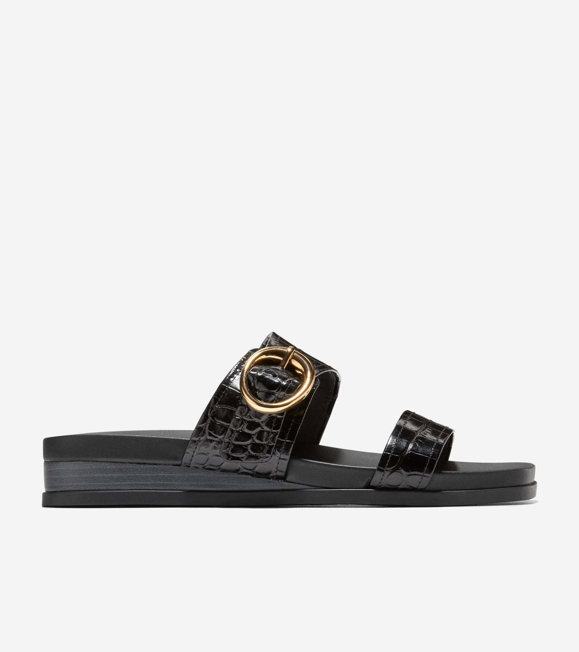 Women's Oaklynn Double Band Footbed Sandals-Black Croc Print