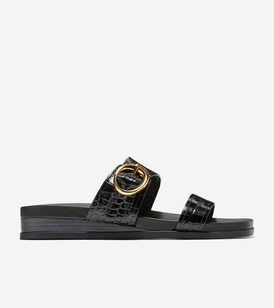 Women's Oaklynn Double Band Footbed Sandals-Black Croc Print
