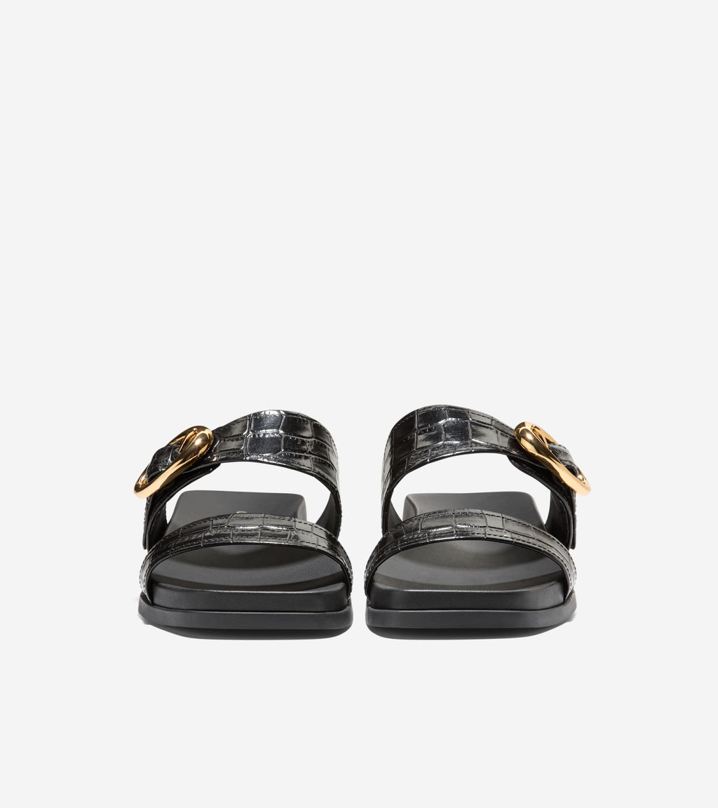 Women's Oaklynn Double Band Footbed Sandals-Black Croc Print