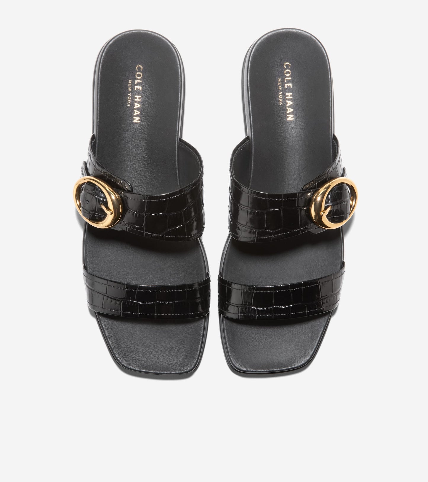 Women's Oaklynn Double Band Footbed Sandals-Black Croc Print