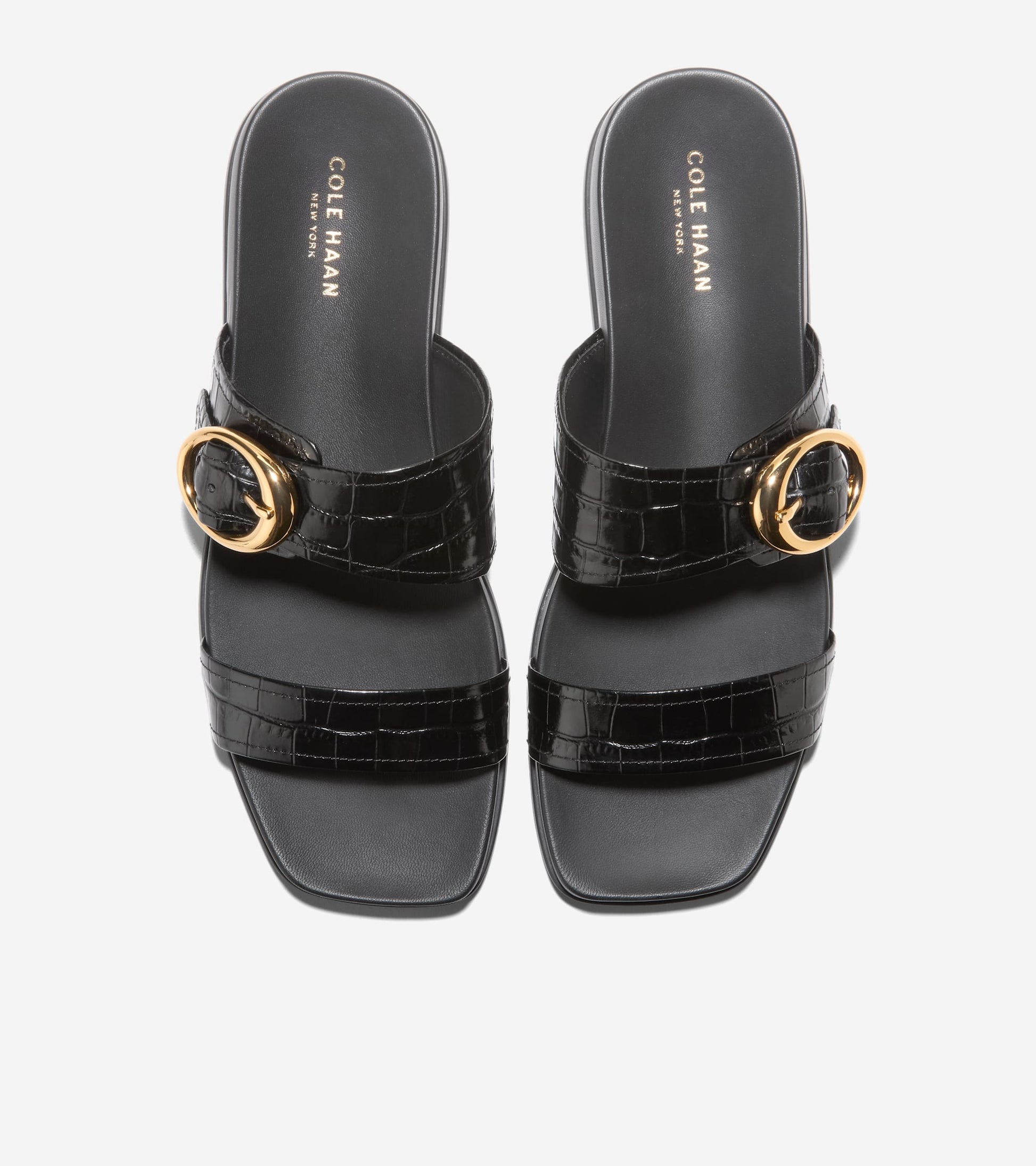 Women's Oaklynn Double Band Footbed Sandals-Black Croc Print