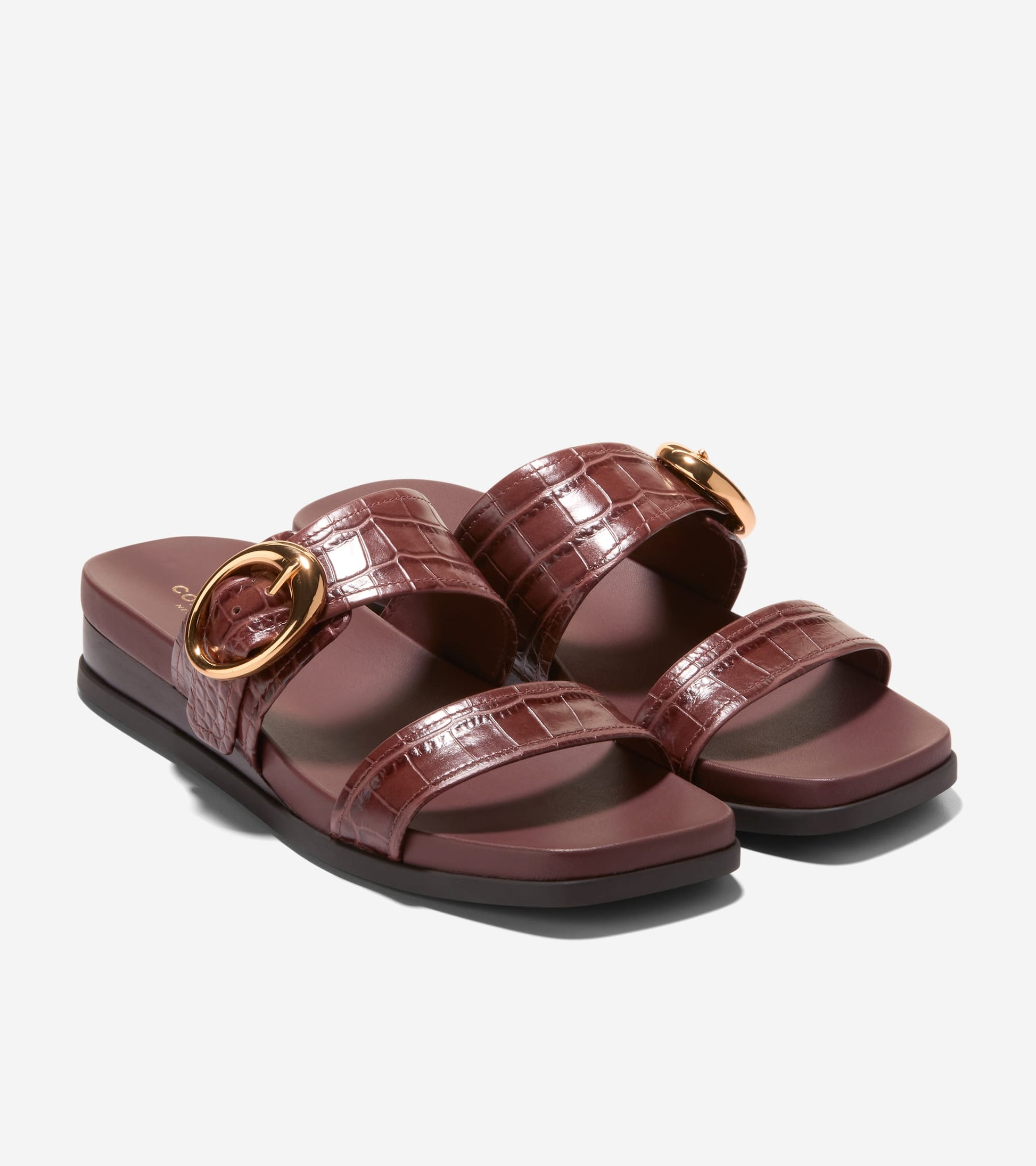 Women's Oaklynn Double Band Footbed Sandals-Mahogany Croc Print