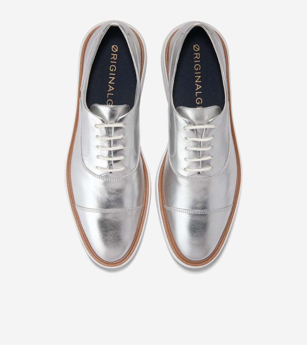 Women's ØriginalGrand CitySpectre Oxfords-Silver Metallic-White