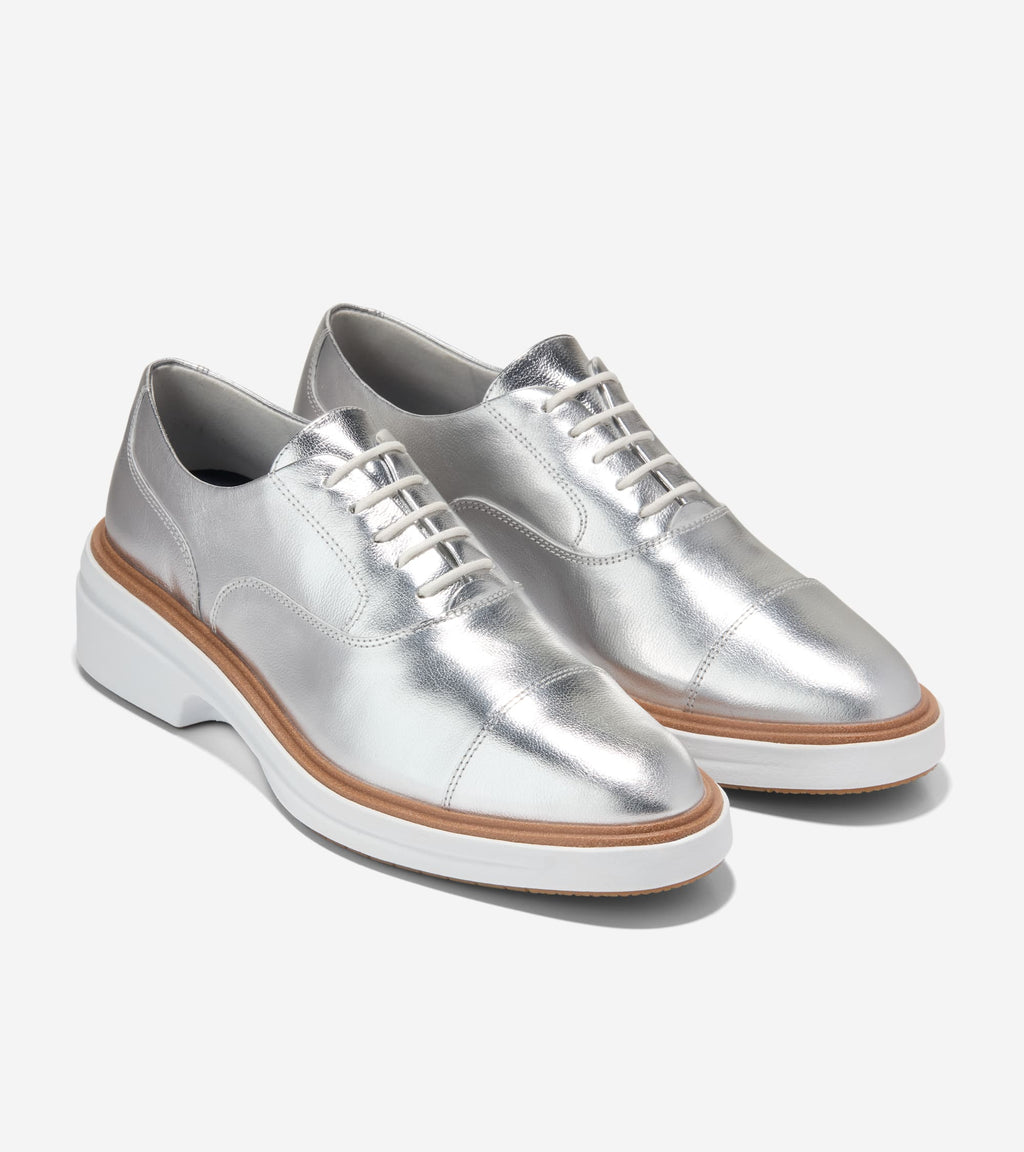 Women's ØriginalGrand CitySpectre Oxfords-Silver Metallic-White