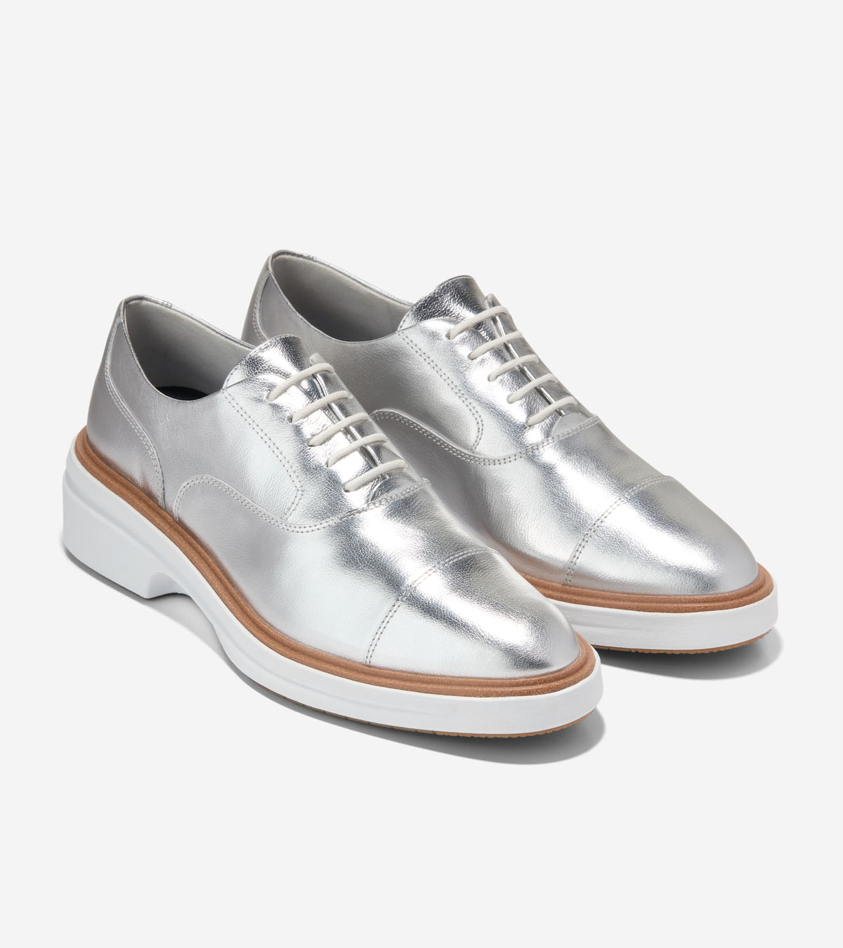 Women's ØriginalGrand CitySpectre Oxfords-Silver Metallic-White