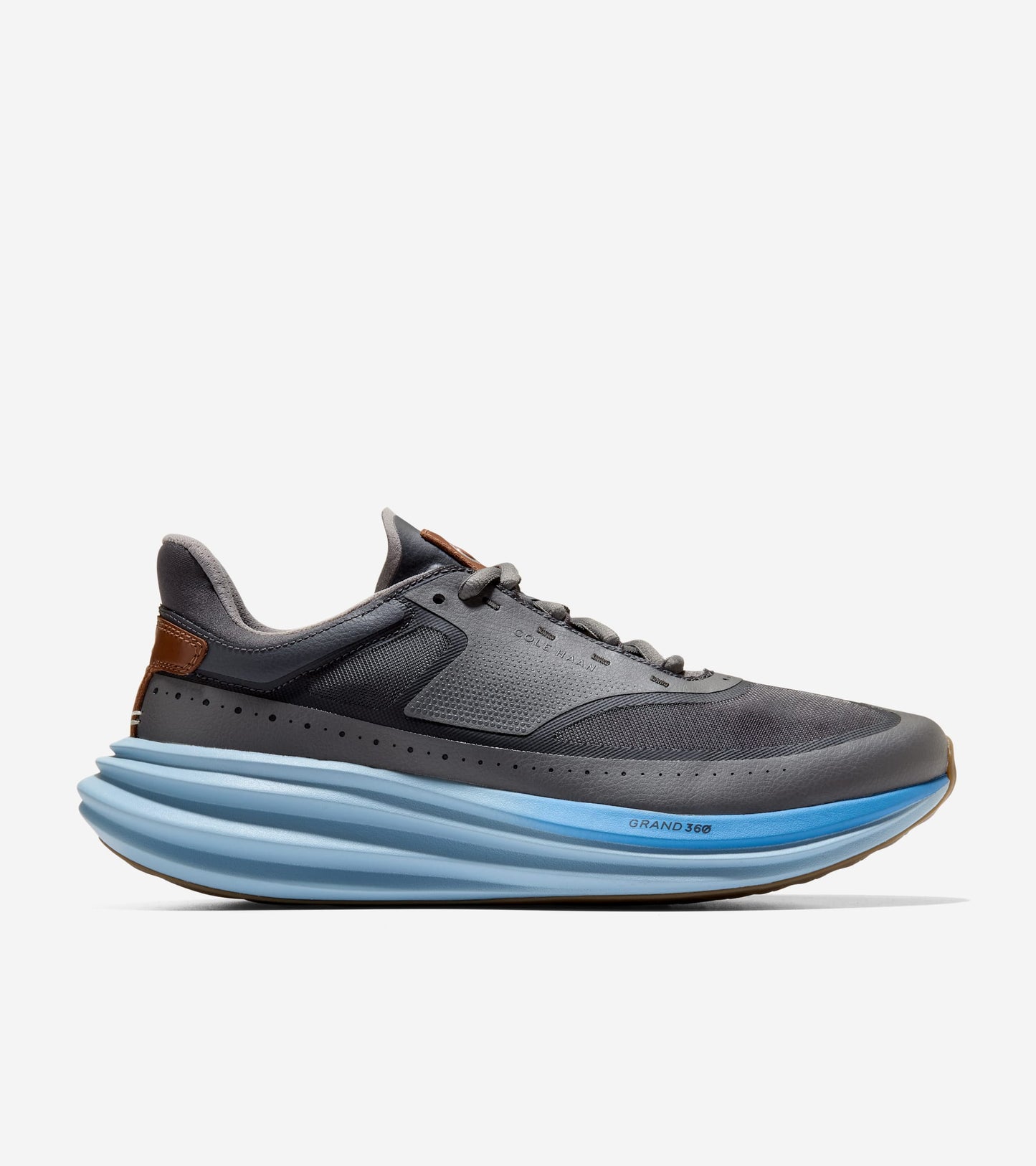 Men's ØriginalGrand Quadstar Running Sneakers-Gray Pinstripe-Dusty Blue
