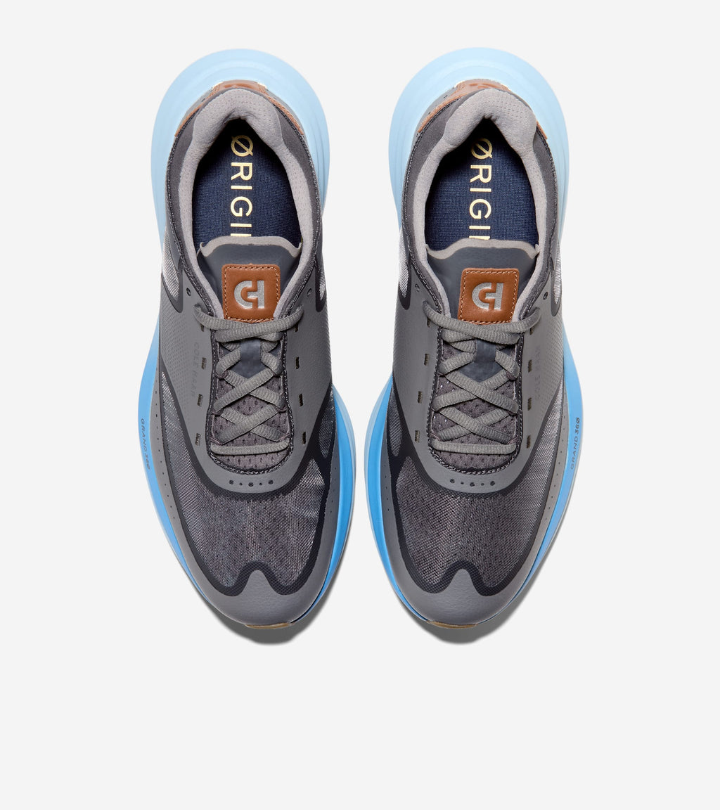 Men's ØriginalGrand Quadstar Running Sneakers-Gray Pinstripe-Dusty Blue